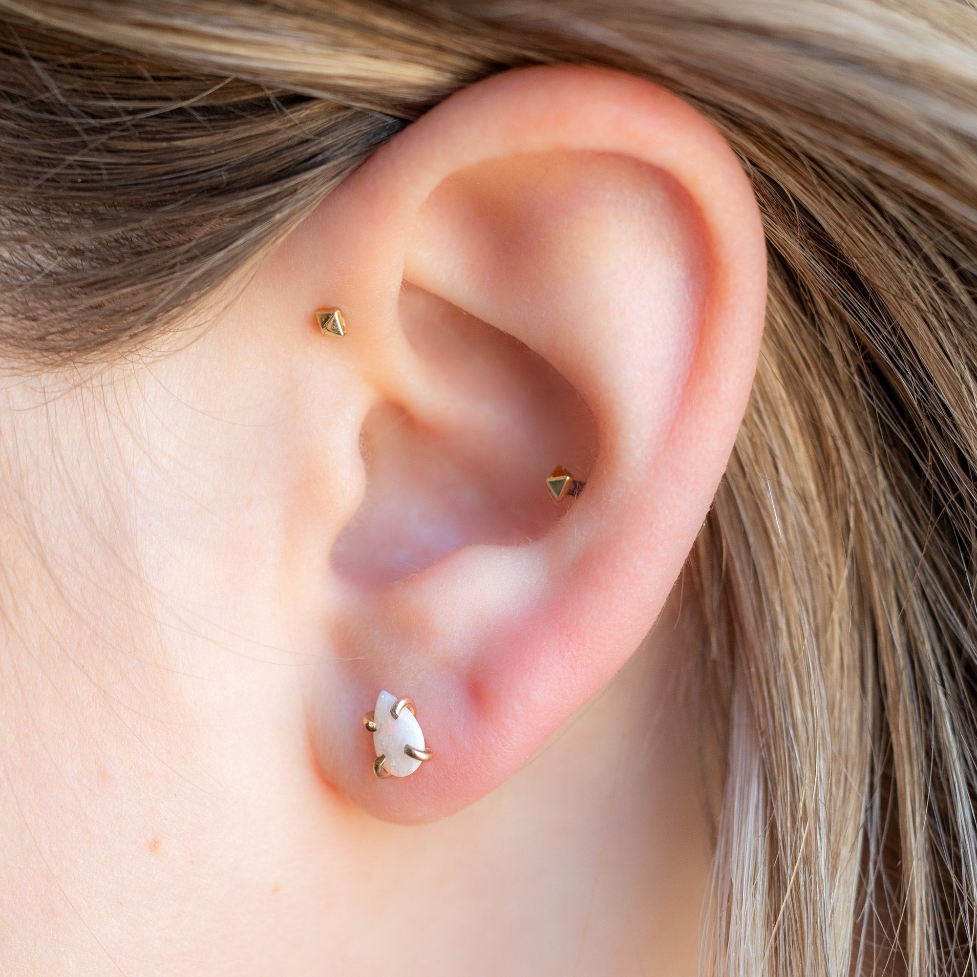 Alexis Russell Earrings The Opal Teardrop Stud Earrings | Rose Gold