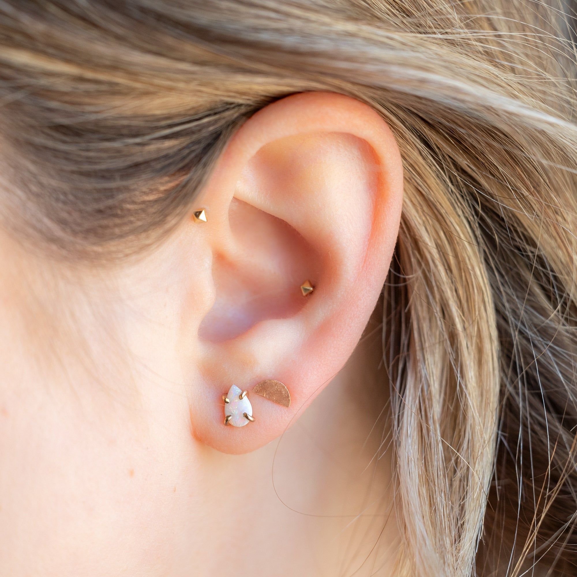 Alexis Russell Earrings The Opal Teardrop Stud Earrings | Rose Gold