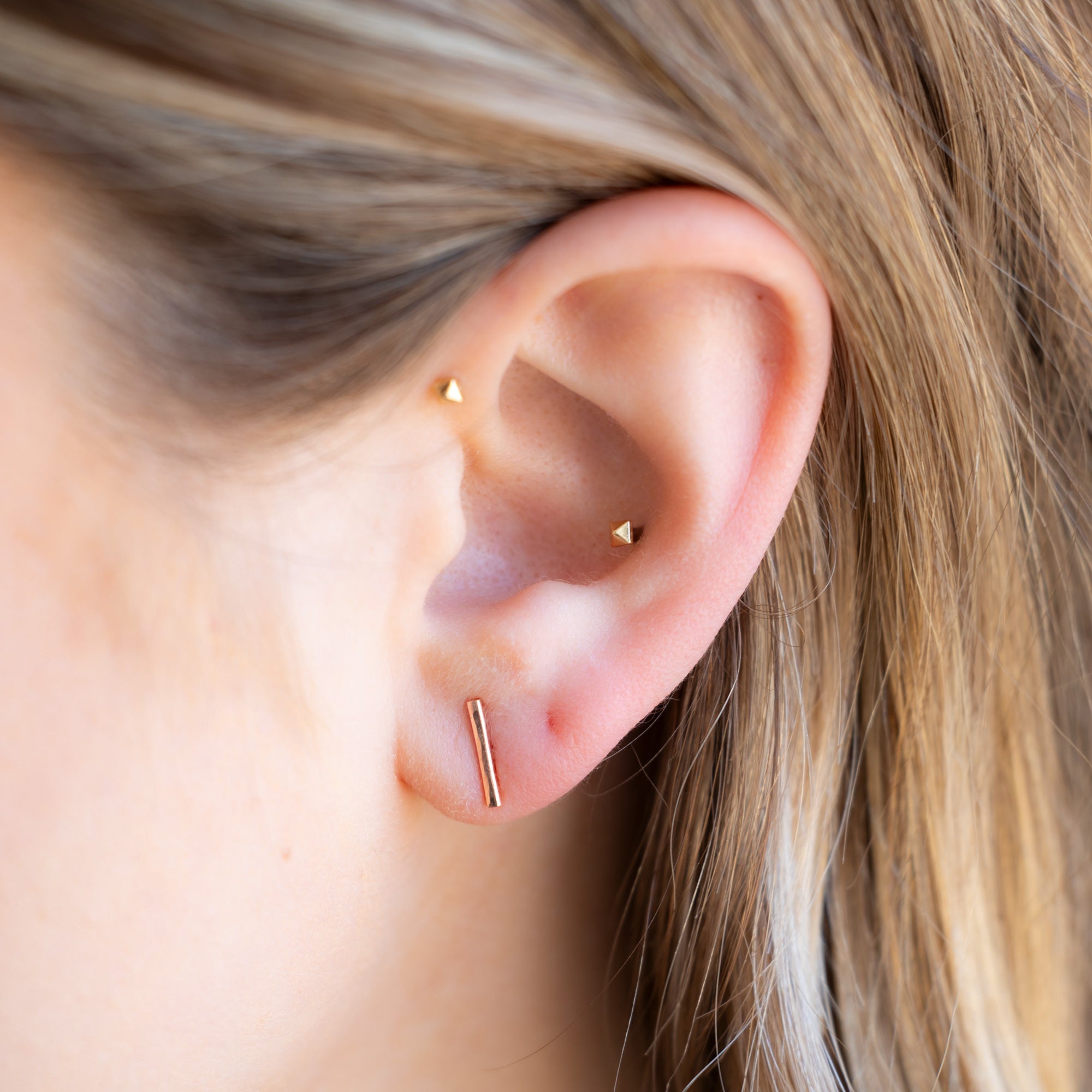 Alexis Russell Earrings The Linea Bar Stud Earrings | Yellow, Rose, White or Sterling Silver