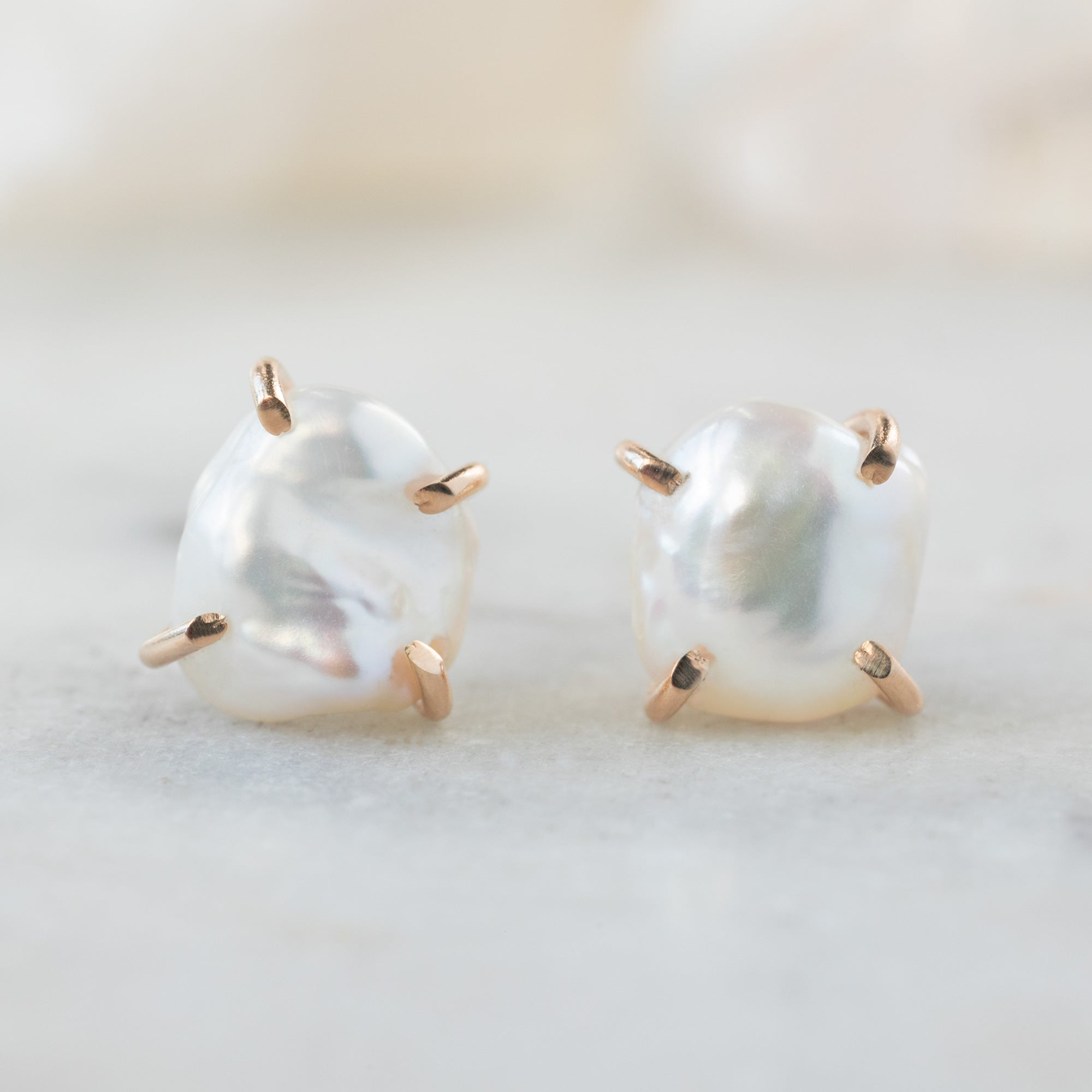 Alexis Russell Earrings The Keshi Pearl Stud Earrings | Yellow, Rose or Sterling Silver