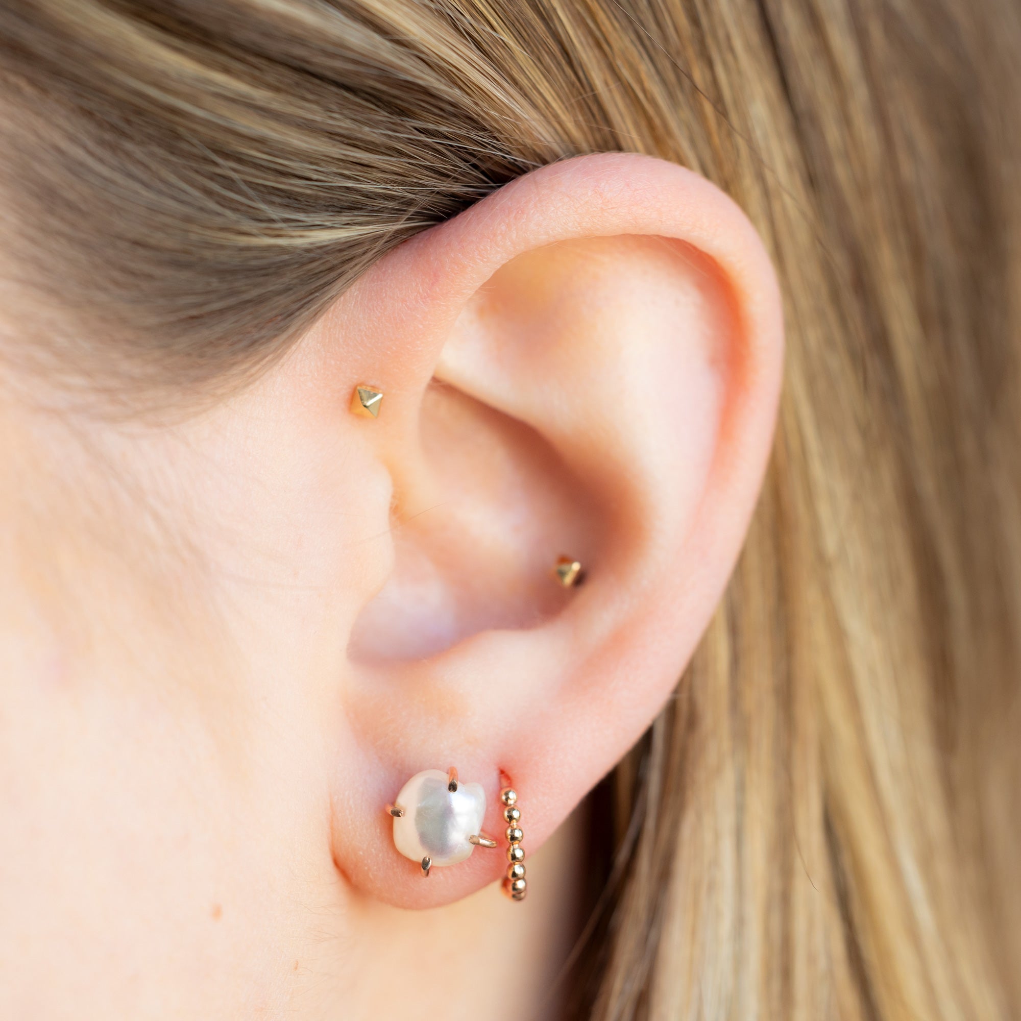 Alexis Russell Earrings The Keshi Pearl Stud Earrings | Yellow, Rose or Sterling Silver