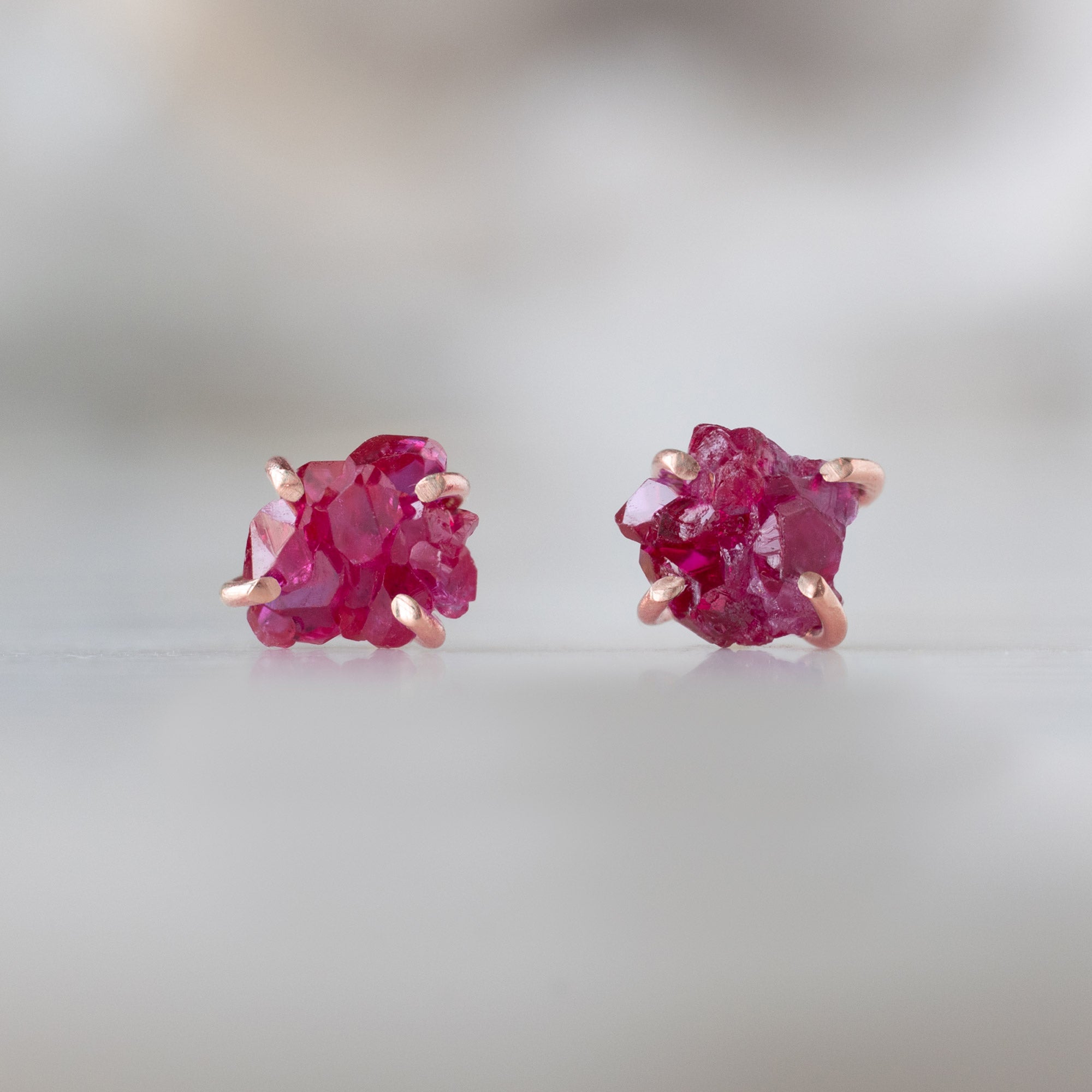 Alexis Russell Earrings The Raw Garnet Gemstone Stud Earrings | Yellow, Rose or Sterling Silver