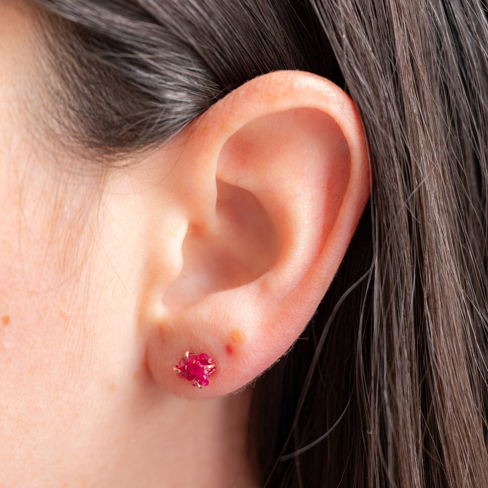 Alexis Russell Earrings The Raw Garnet Gemstone Stud Earrings | Yellow, Rose or Sterling Silver
