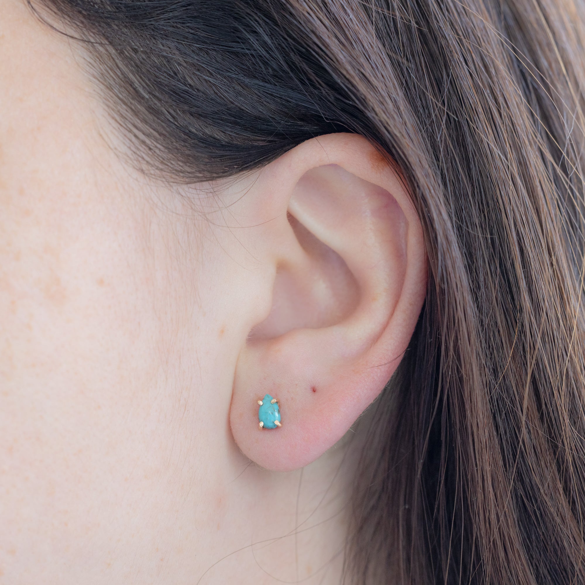 Alexis Russell Earrings The Turquoise Stud Earrings | Yellow, Rose or Sterling Silver