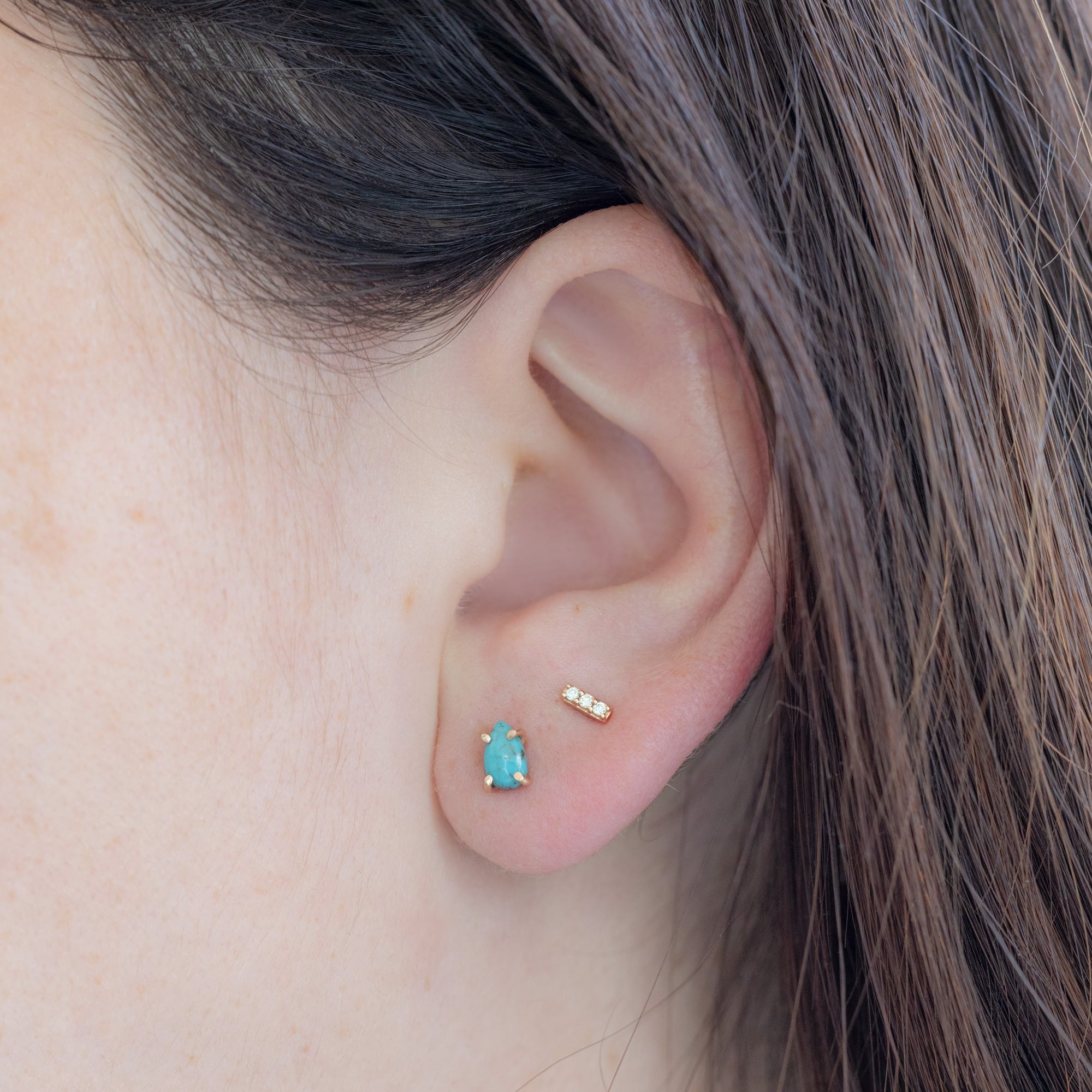 Alexis Russell Earrings The Turquoise Stud Earrings | Yellow, Rose or Sterling Silver