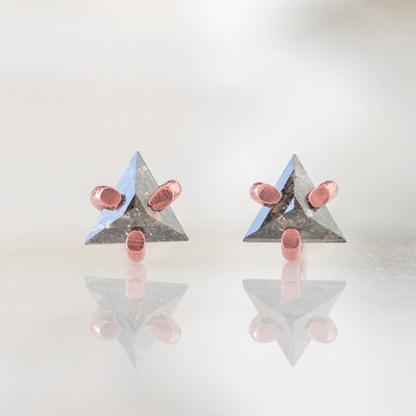 Alexis Russell Earrings The Black Diamond Trillion Stud Earrings | Yellow, Rose or White Gold