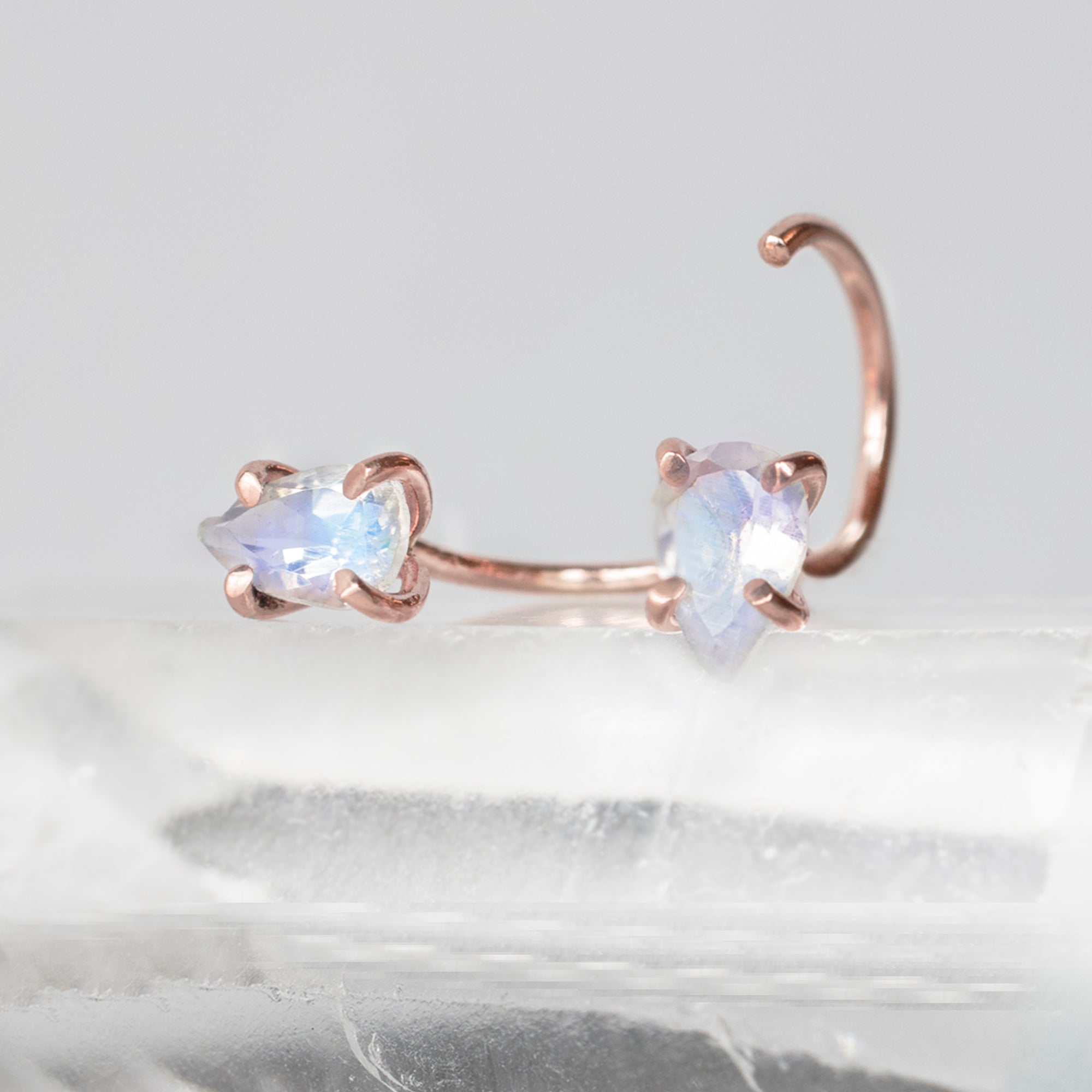 Alexis Russell Earrings The Rainbow Moonstone Huggie Stud Earrings | Yellow, Rose or Sterling Silver