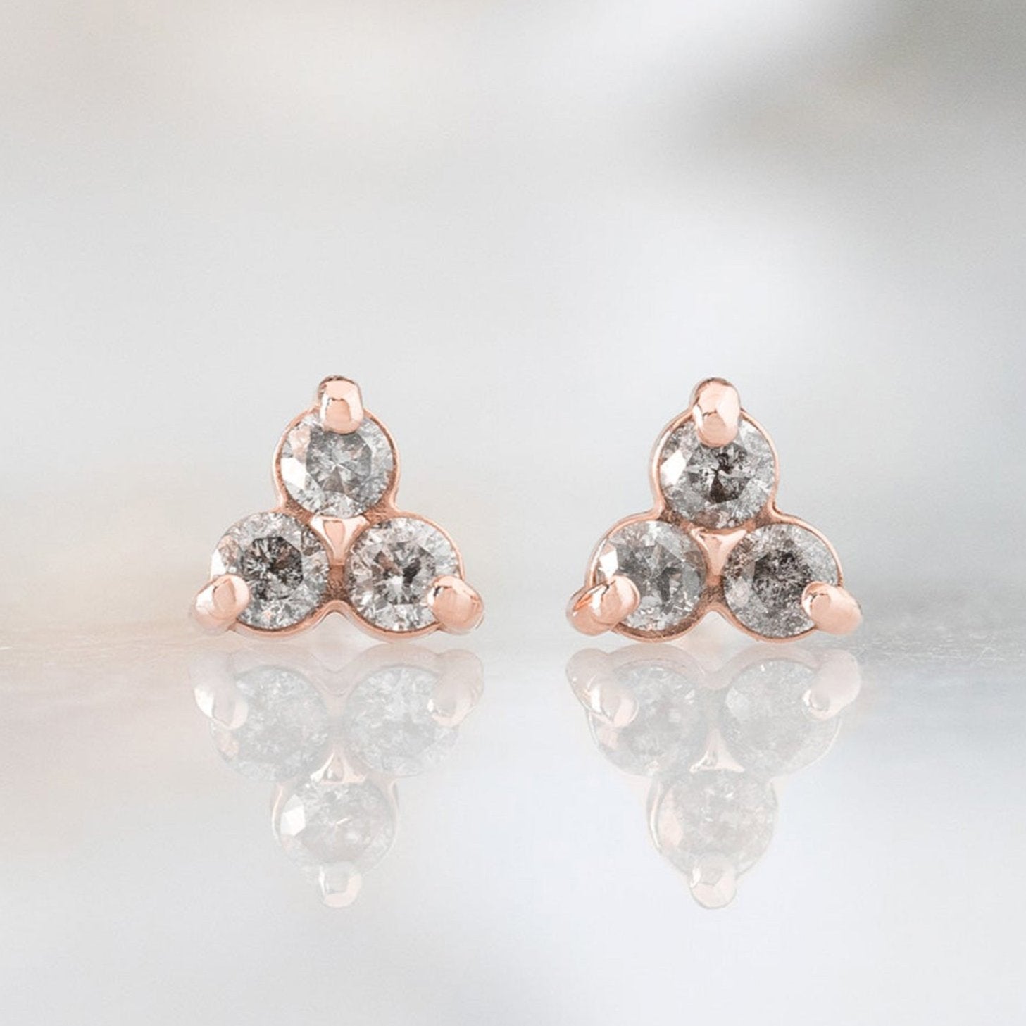 Alexis Russell Earrings The Salt and Pepper Diamond Cluster Stud Earrings | Rose Gold