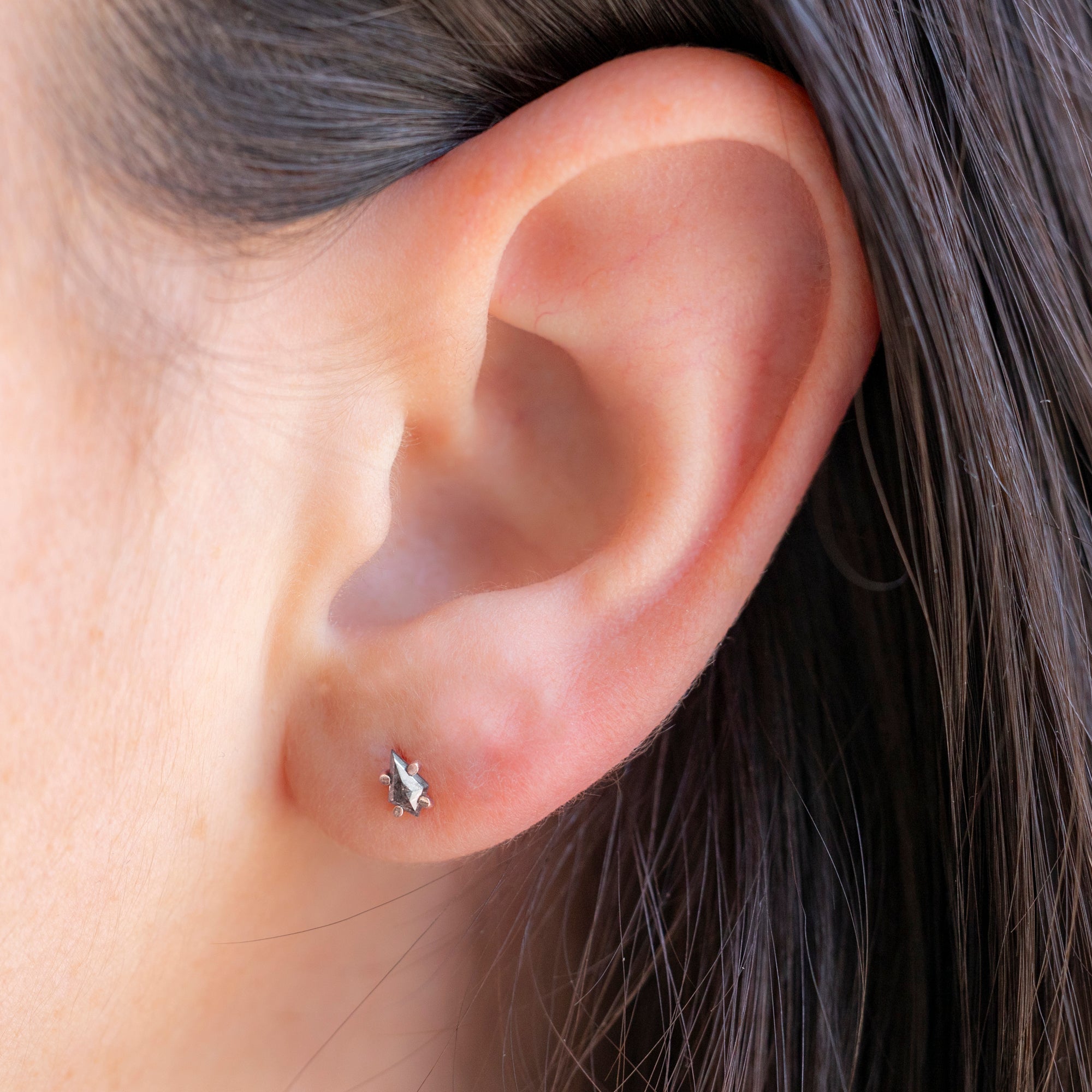 Alexis Russell Earrings The Geometric Salt and Pepper Diamond Kite Stud Earrings | Yellow, Rose or White Gold