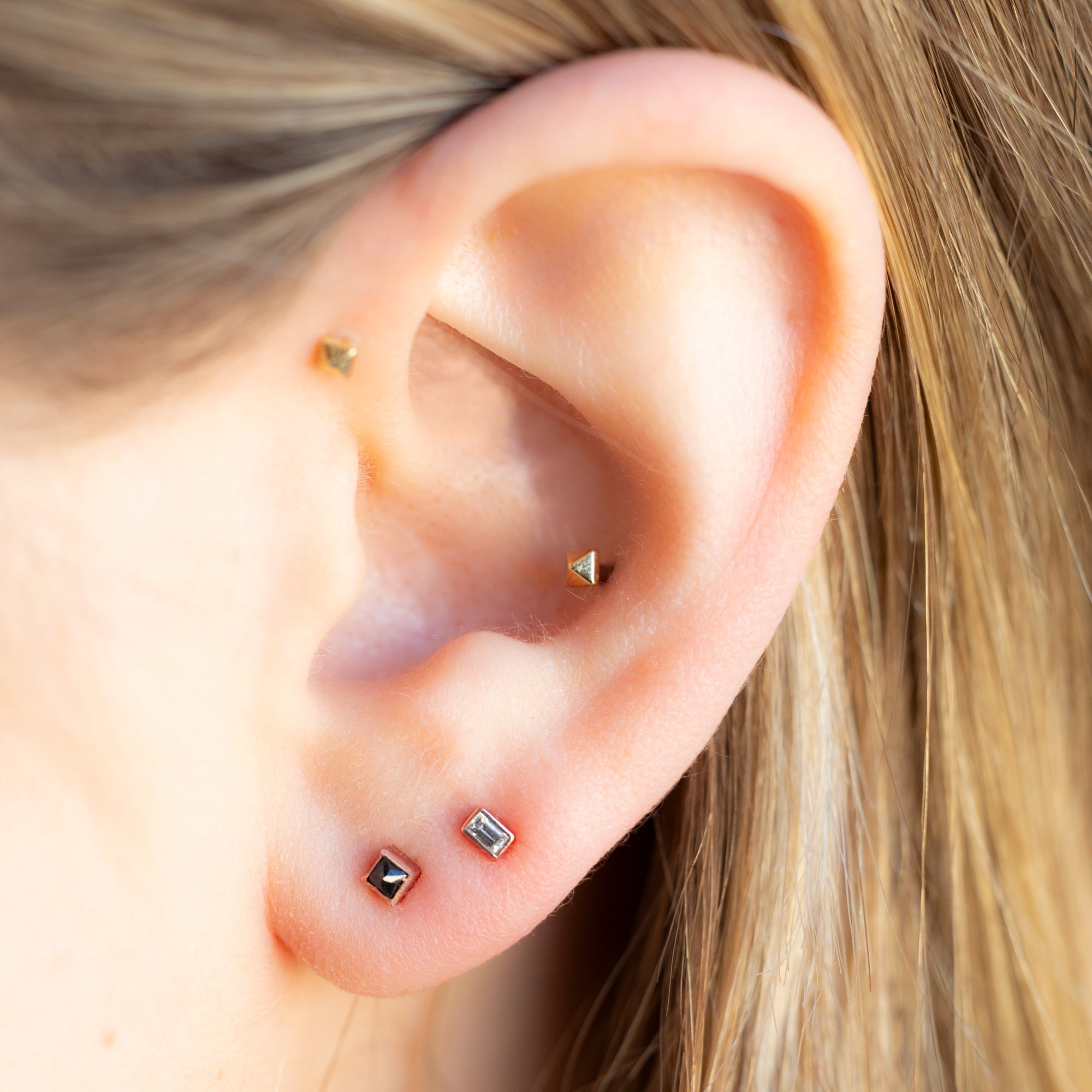 Alexis Russell Earrings The White Diamond Baguette Stud Earrings | Yellow, Rose or White Gold