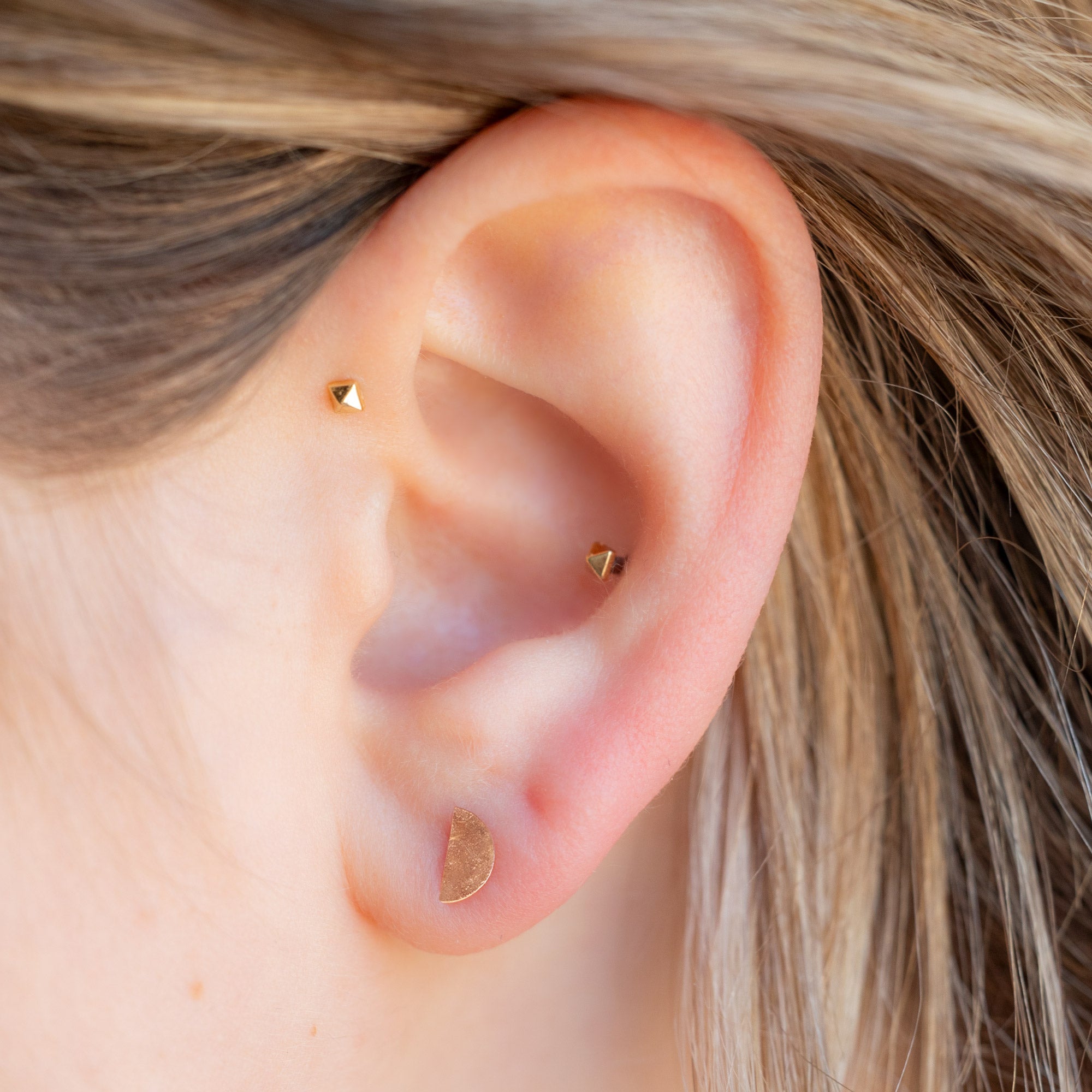 Alexis Russell Earrings The Gold Half Moon Stud Earrings | Yellow, Rose or White Gold