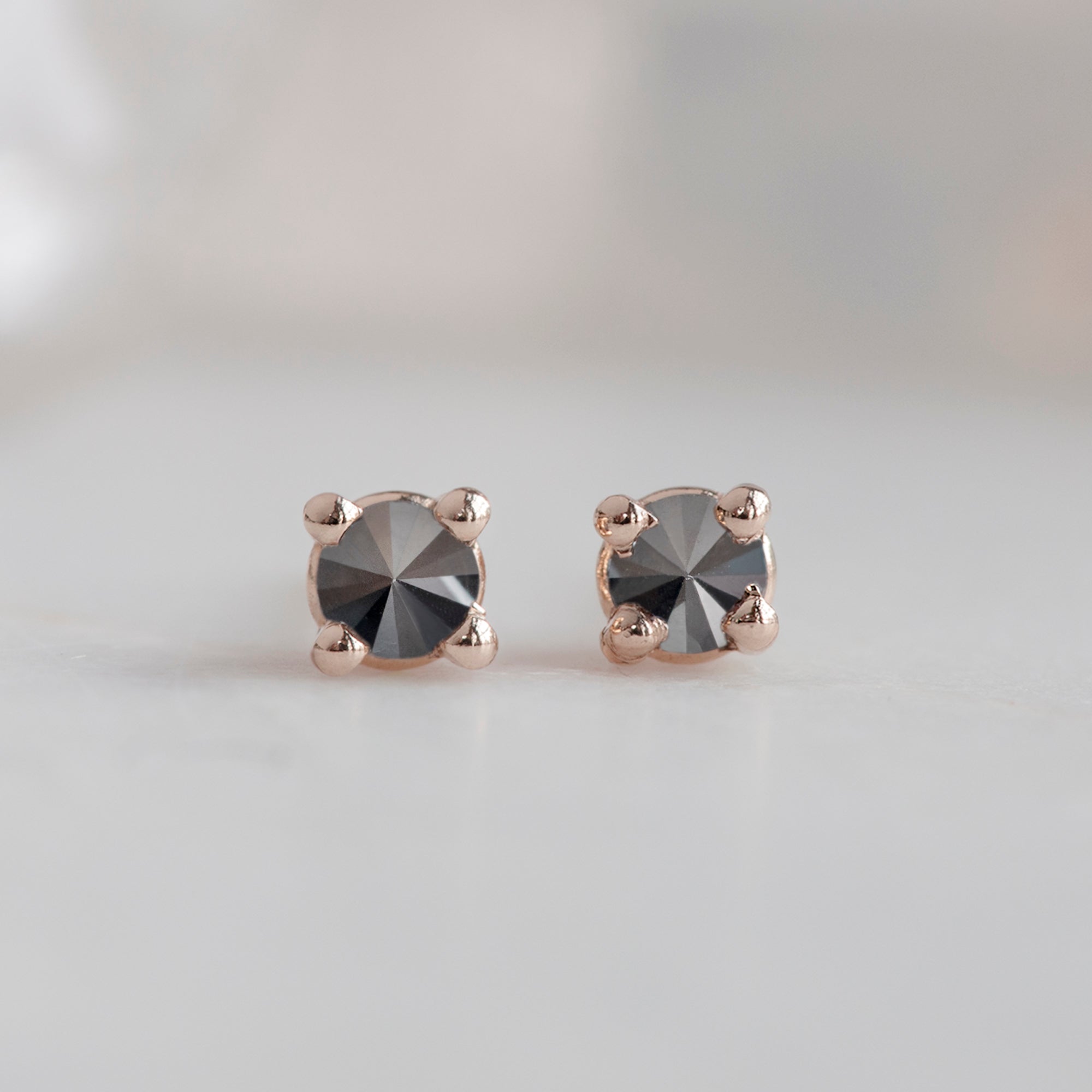 Alexis Russell Earrings The Inverted Black Diamond Stud Earrings | Yellow, Rose or White Gold