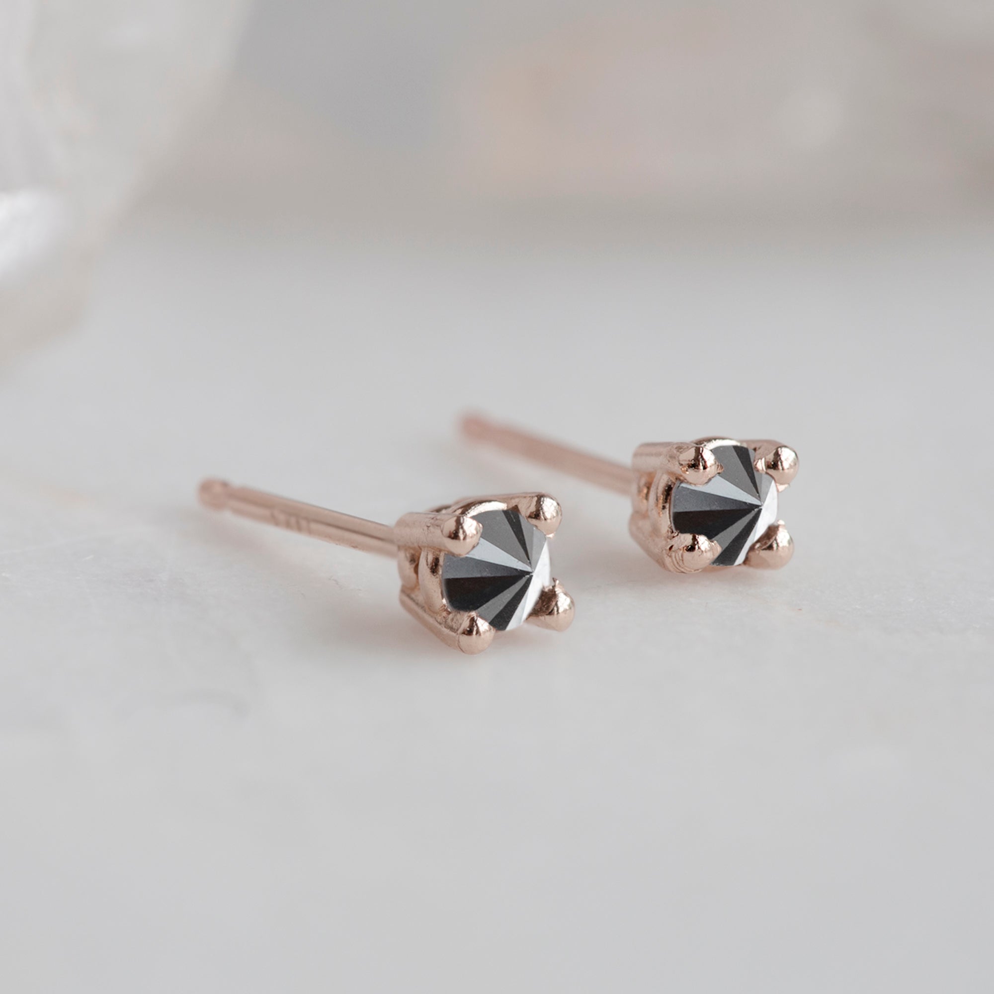 Alexis Russell Earrings The Inverted Black Diamond Stud Earrings | Yellow, Rose or White Gold