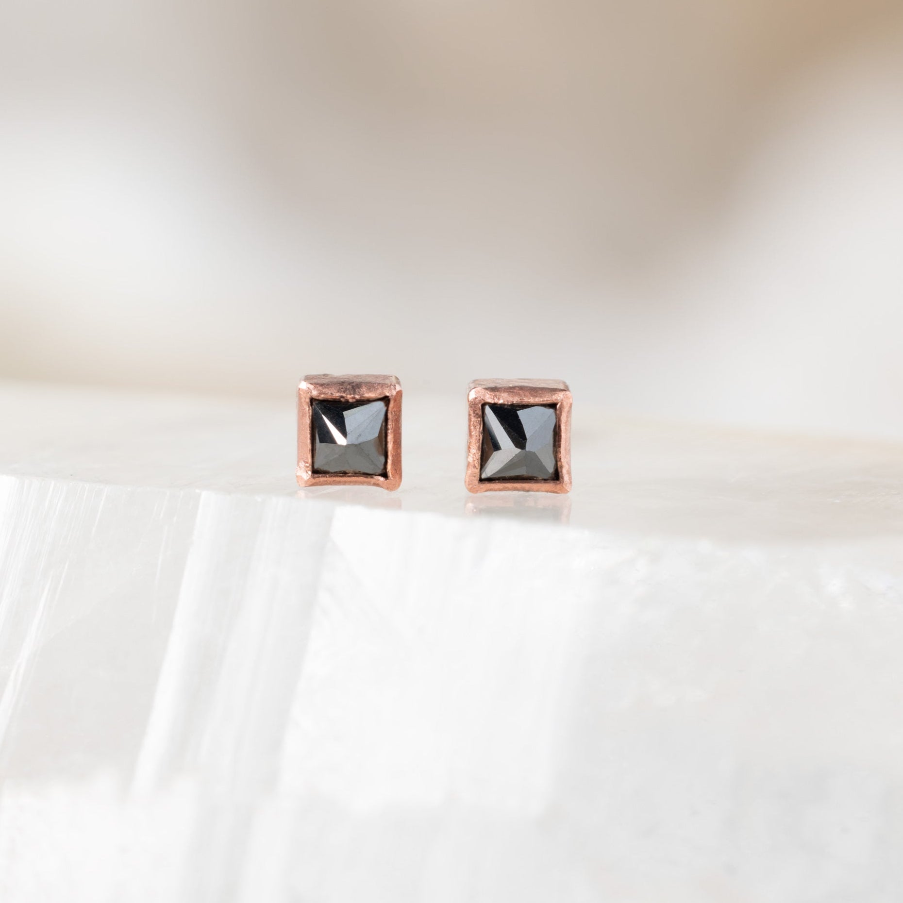 Alexis Russell Earrings The Teensy Black Diamond Spike Stud Earrings | Yellow, Rose or White Gold