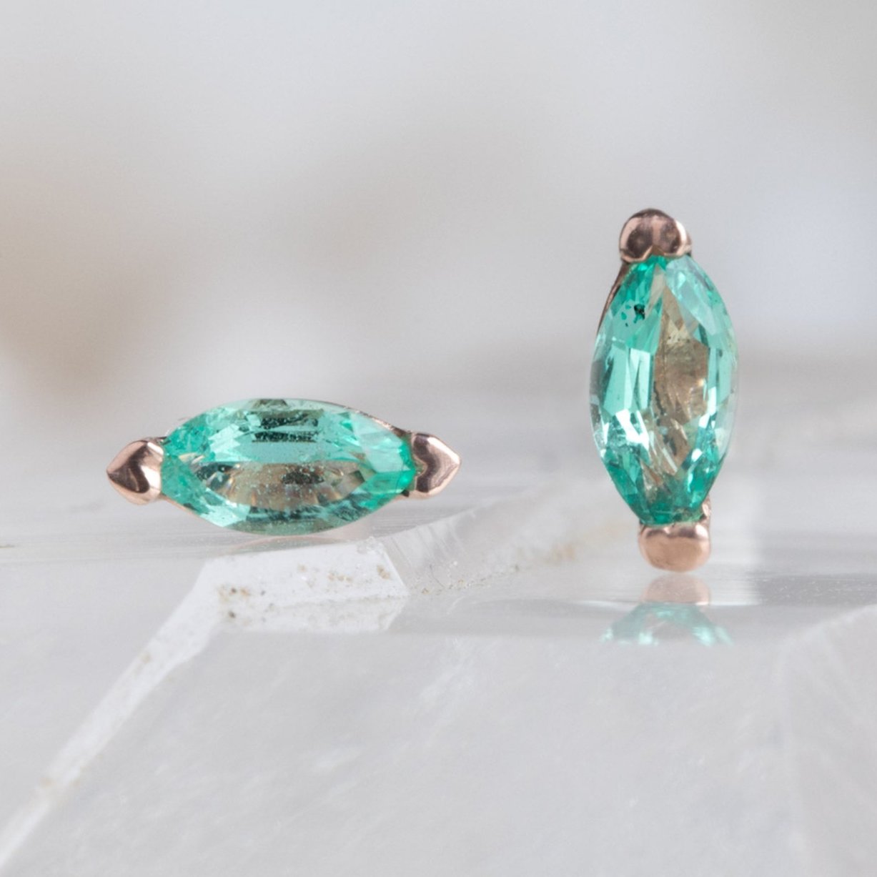 Alexis Russell Earrings The Teensy Emerald Stud Earrings | Yellow, Rose or White Gold