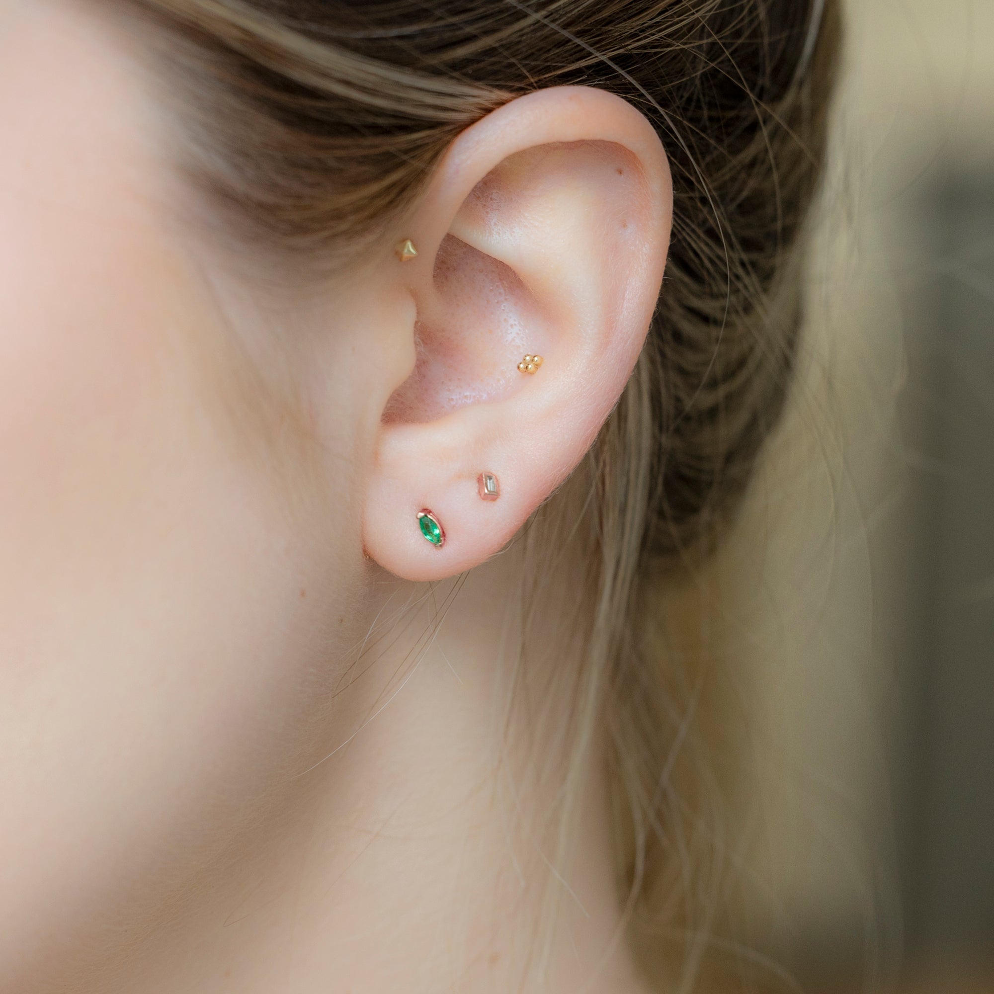 Alexis Russell Earrings The Teensy Emerald Stud Earrings | Yellow, Rose or White Gold