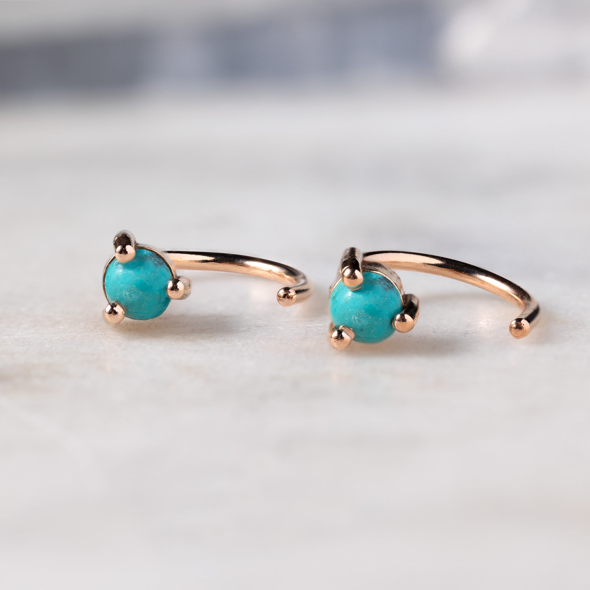 Alexis Russell Earrings The Turquoise Huggie Earrings | Yellow, Rose or White Gold