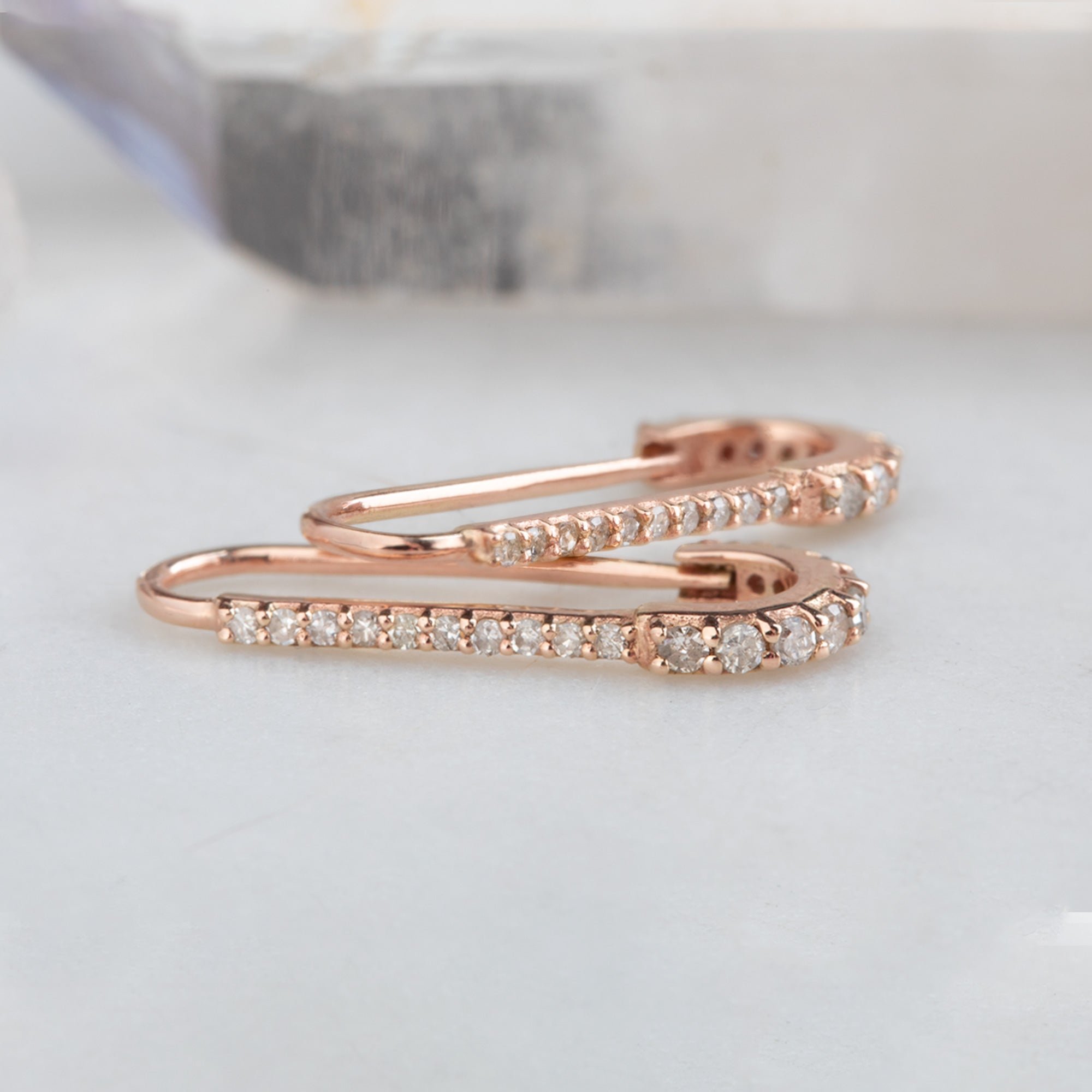 Alexis Russell Earrings The White Diamond Pavé Pin Earrings | Rose or Sterling Silver