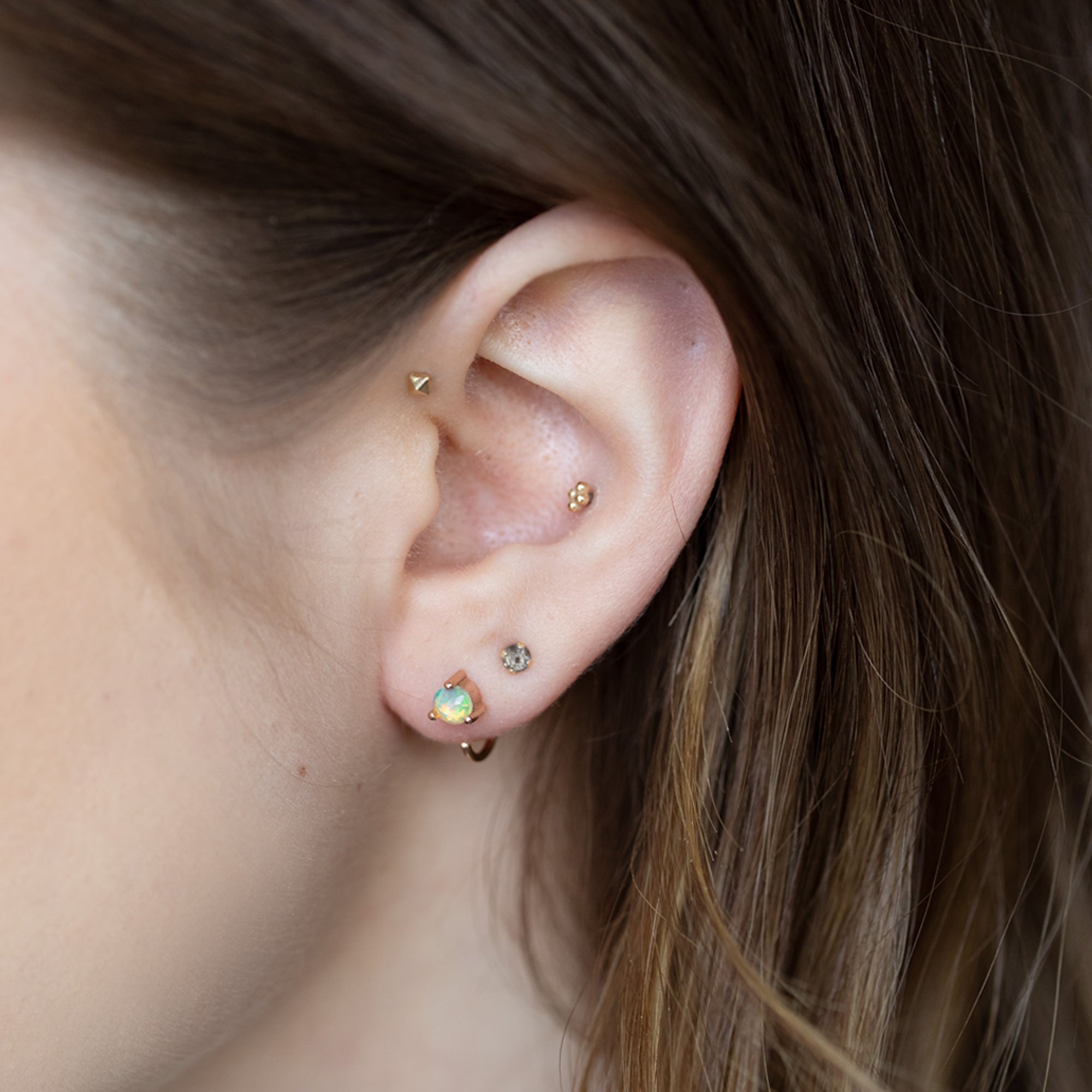 Alexis Russell Earrings The Opal Huggie Stud Earrings | Yellow, Rose or White Gold