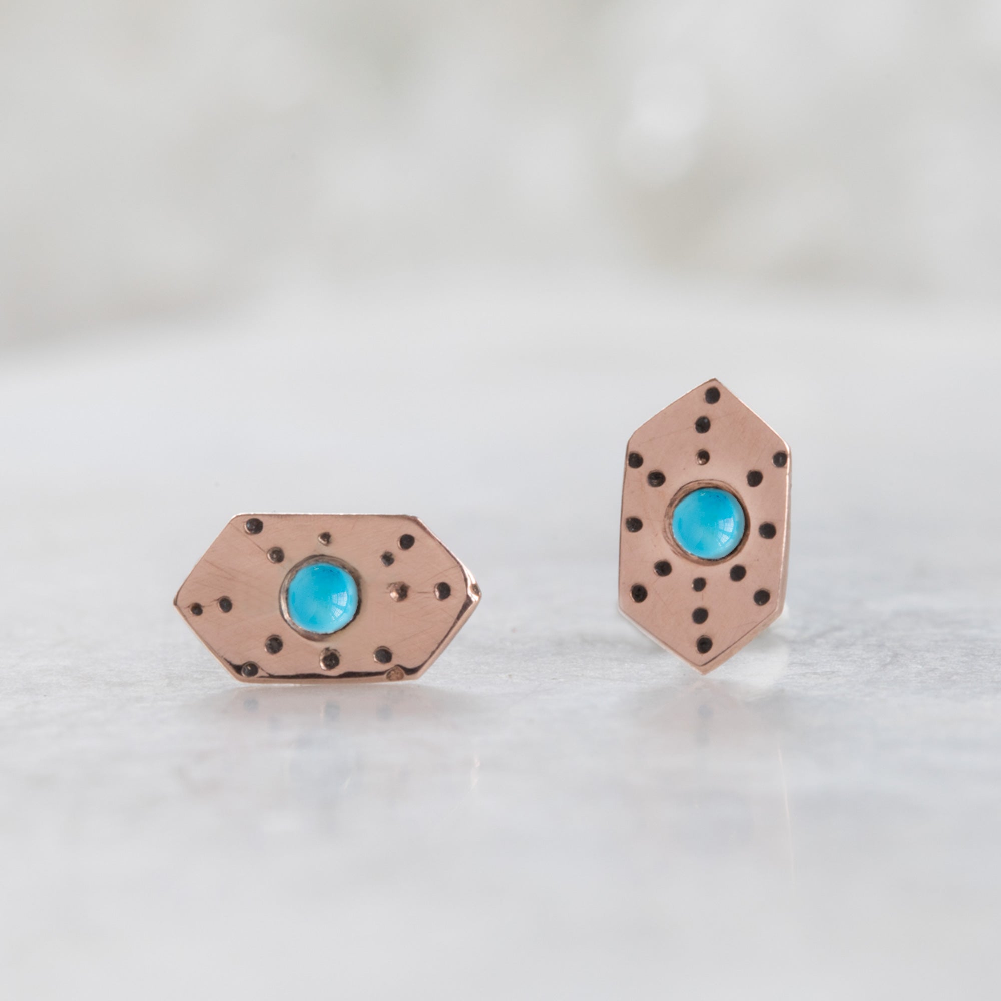 Alexis Russell Earrings The Hexagon Turquoise Stardust Stud Earrings | Rose Gold