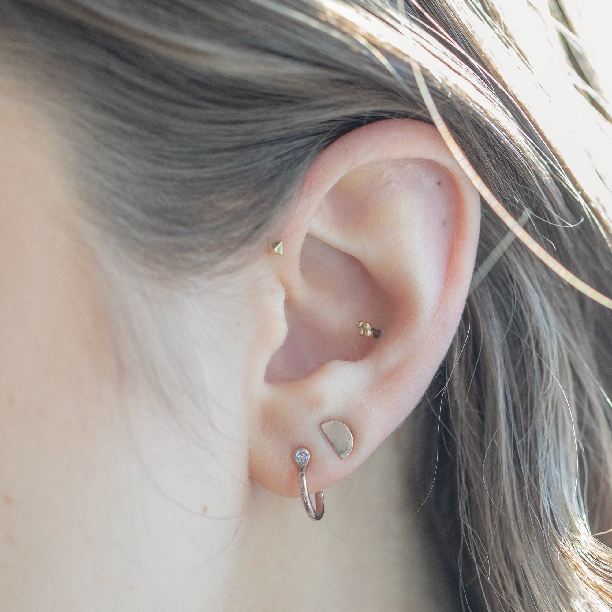 Alexis Russell Earrings Moonstone Birthstone Hoop Earrings | Yellow, Rose or White Gold