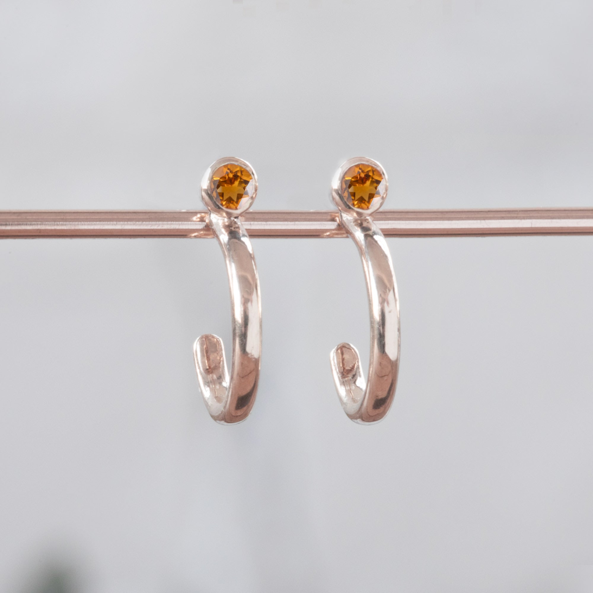Alexis Russell Earrings Custom Citrine Birthstone Hoop Earrings | Rose Gold