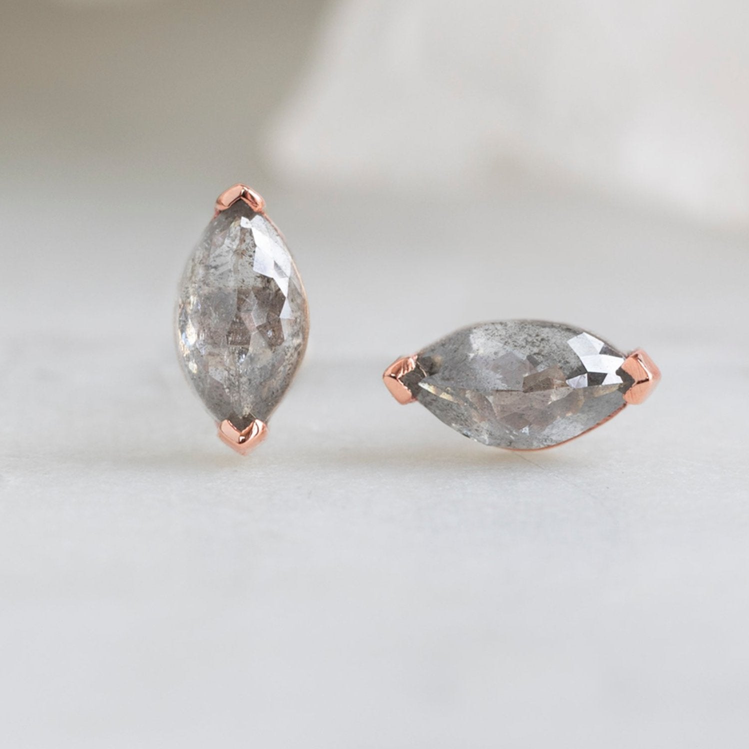 Alexis Russell Earrings The Salt and Pepper Diamond Eye Stud Earrings | Rose Gold