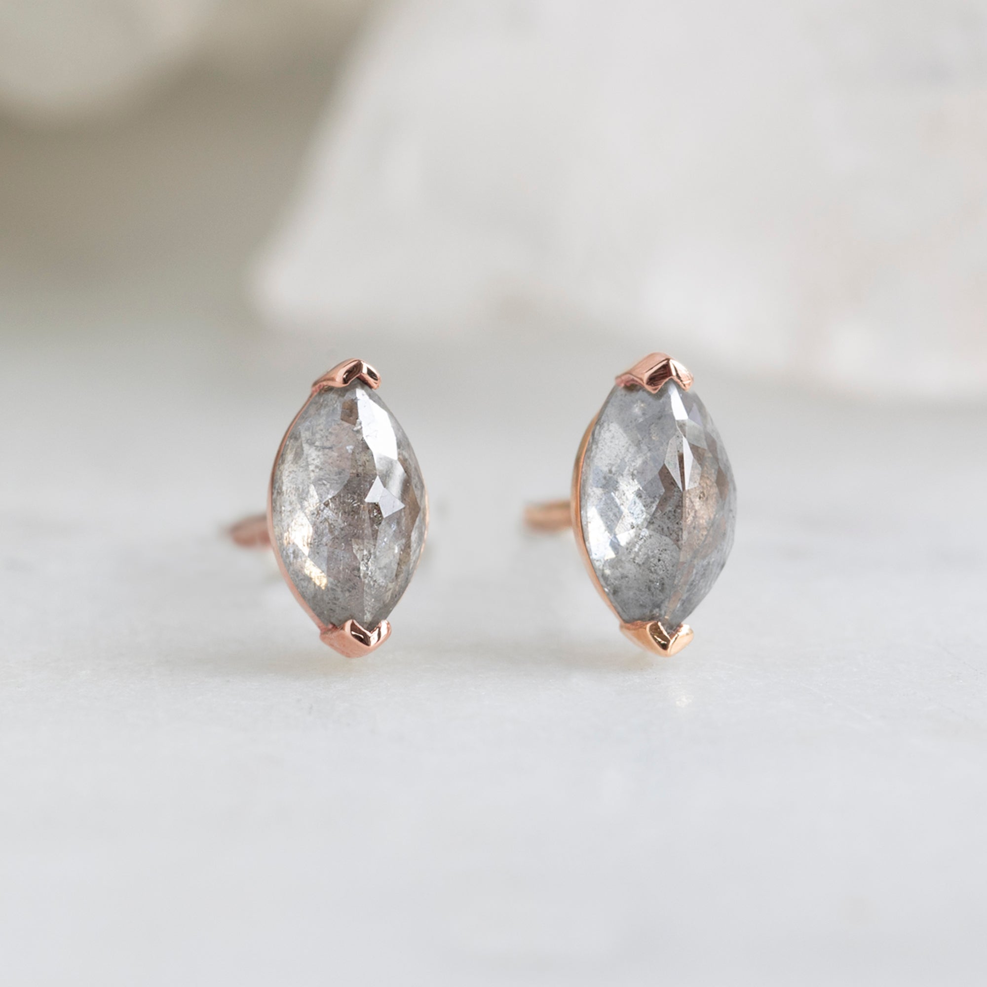 Alexis Russell Earrings The Salt and Pepper Diamond Eye Stud Earrings | Rose Gold