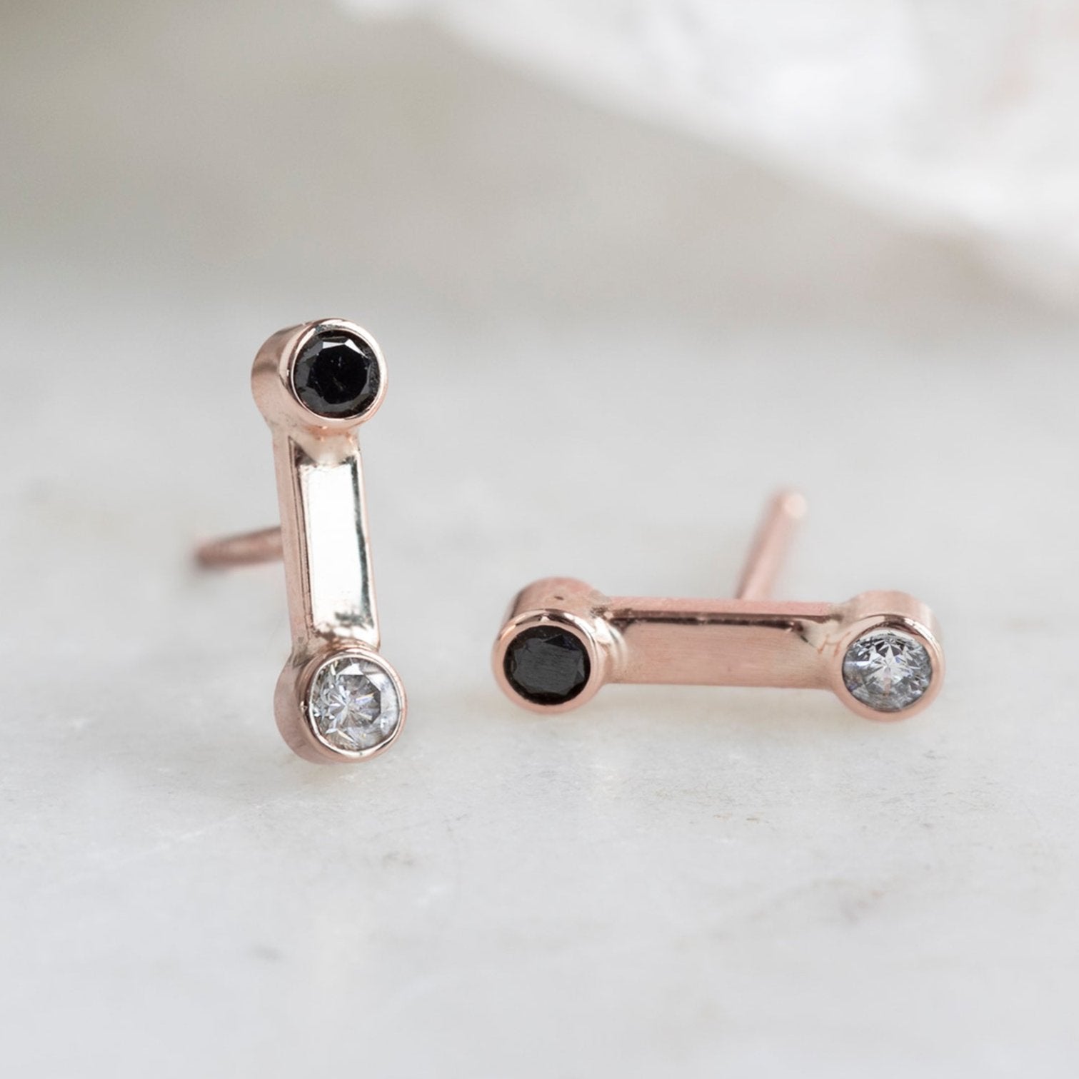 Alexis Russell Earrings The Duality Diamond Stud Earrings | Rose Gold