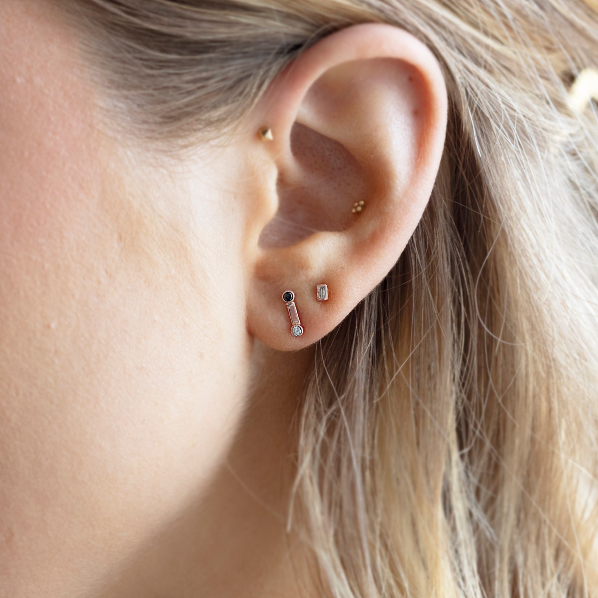 Alexis Russell Earrings The Duality Diamond Stud Earrings | Rose Gold