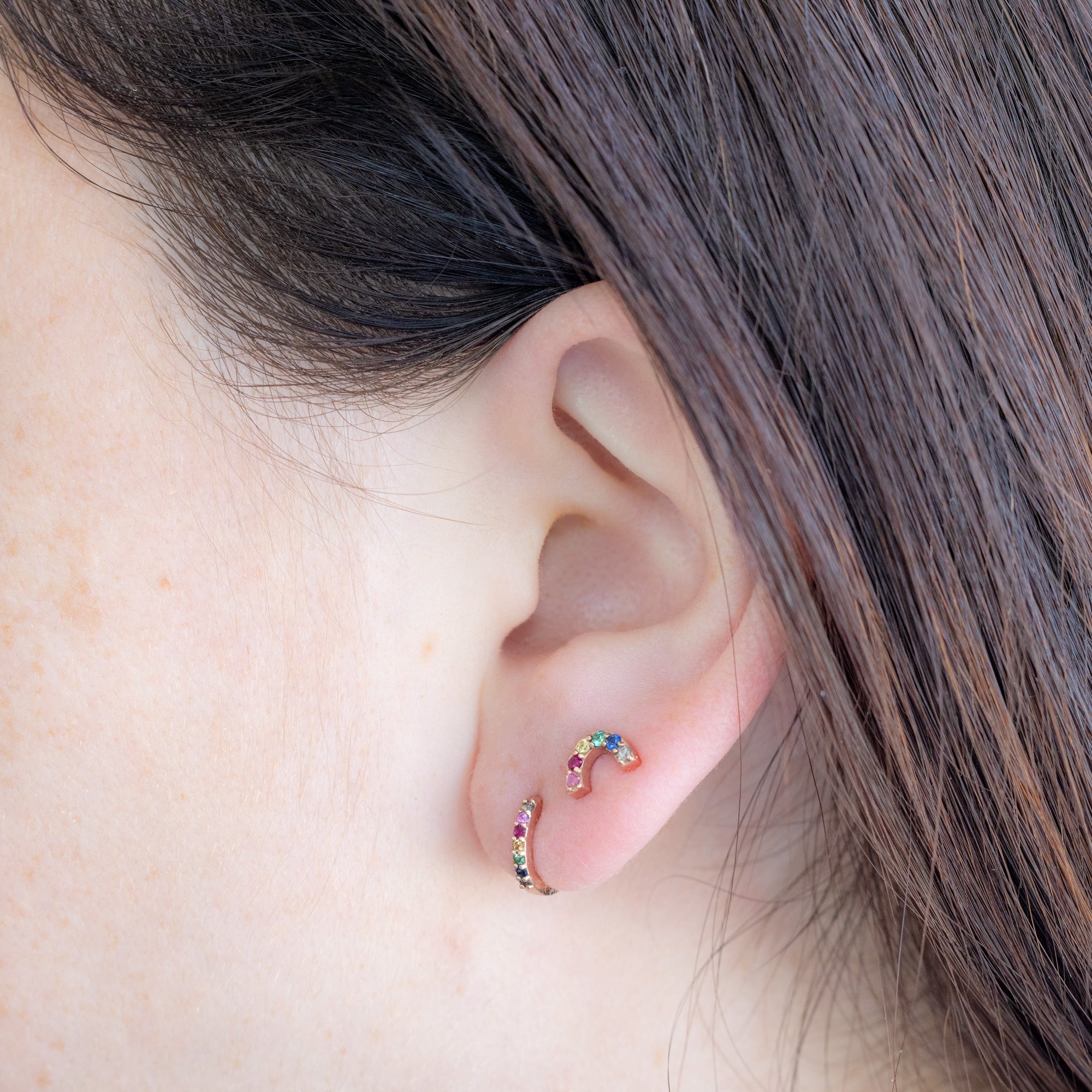 Alexis Russell Earrings The Rainbow Sapphire Stud Earrings | Yellow, Rose or White Gold