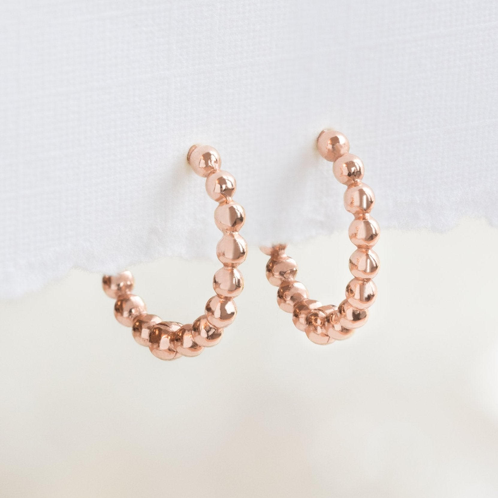 Alexis Russell Earrings The Beaded Huggie Hoops | Yellow, Rose or White Gold