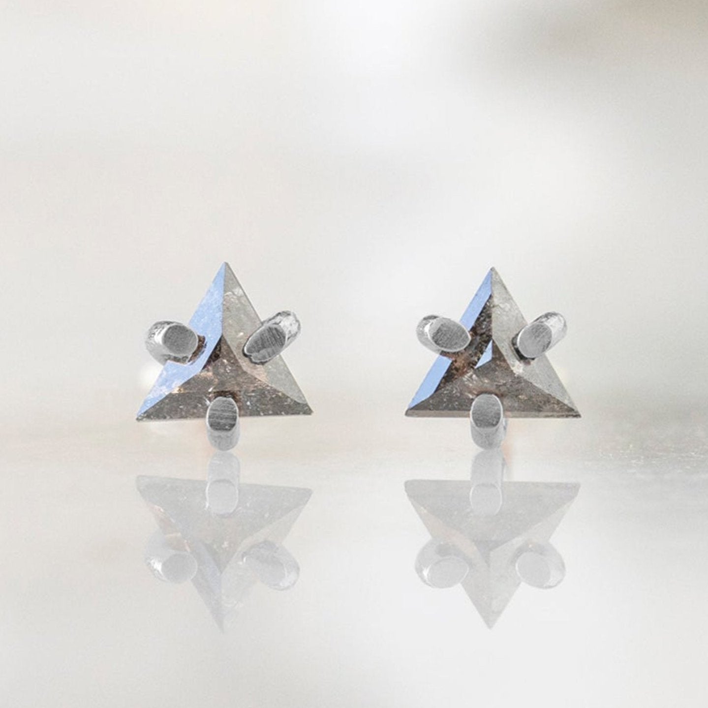 Alexis Russell Earrings The Black Diamond Trillion Stud Earrings | Yellow, Rose or White Gold