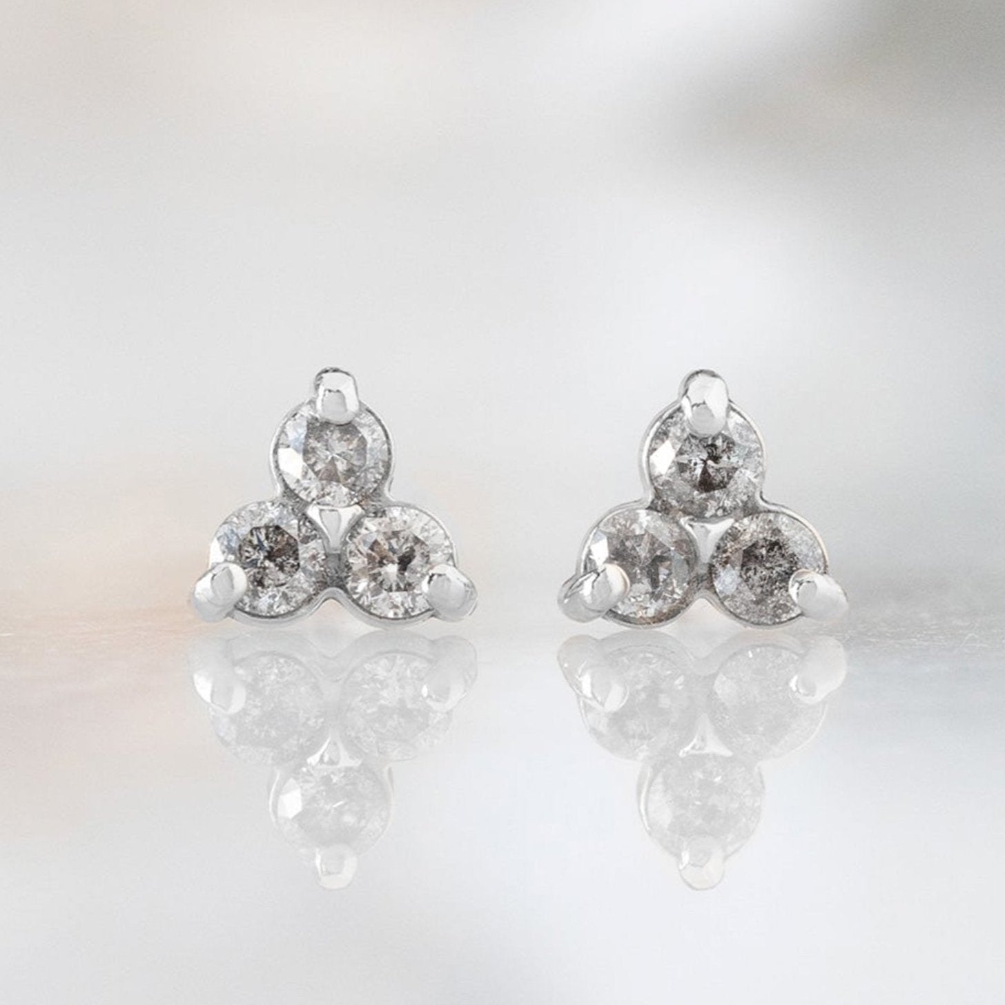 Alexis Russell Earrings The Salt and Pepper Diamond Cluster Stud Earrings | Yellow, Rose or White Gold