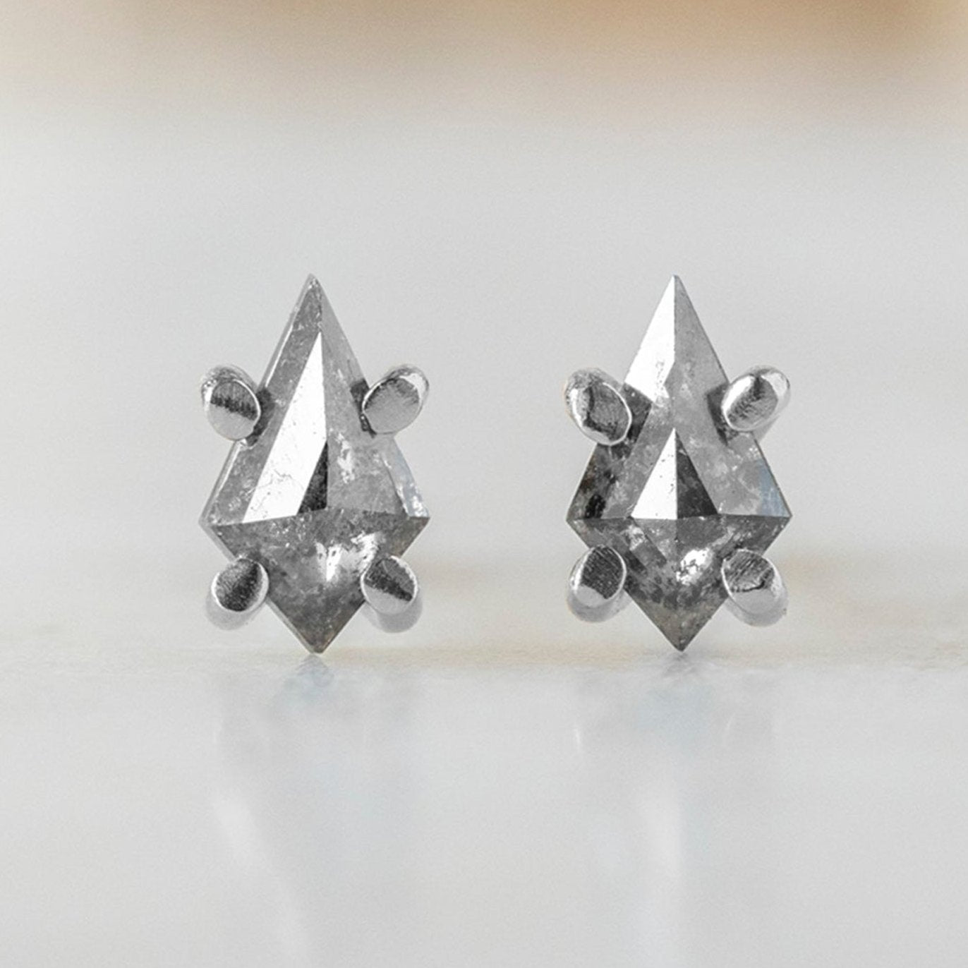 Alexis Russell Earrings The Geometric Salt and Pepper Diamond Kite Stud Earrings | Yellow, Rose or White Gold