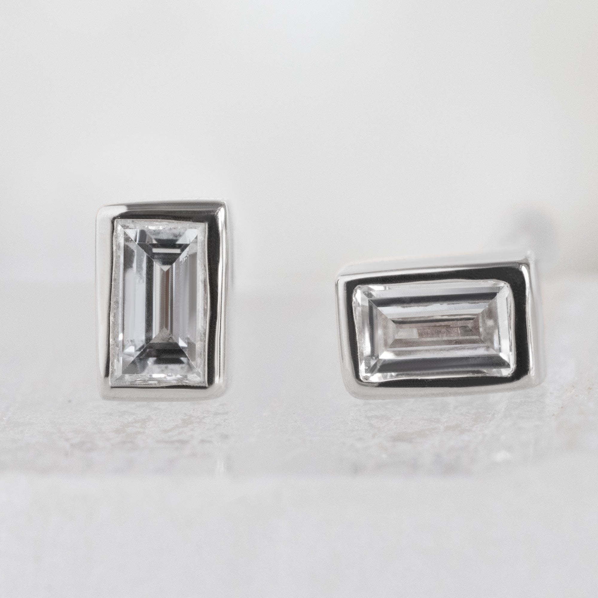 Alexis Russell Earrings The White Diamond Baguette Stud Earrings | Yellow, Rose or White Gold