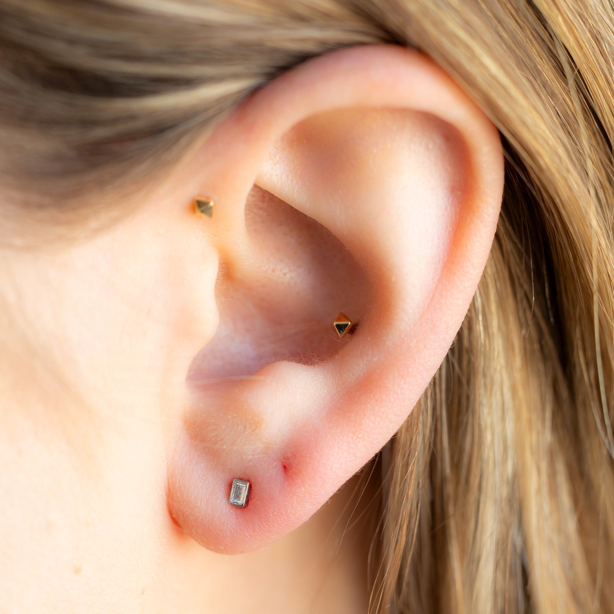 Alexis Russell Earrings The White Diamond Baguette Stud Earrings | Yellow, Rose or White Gold