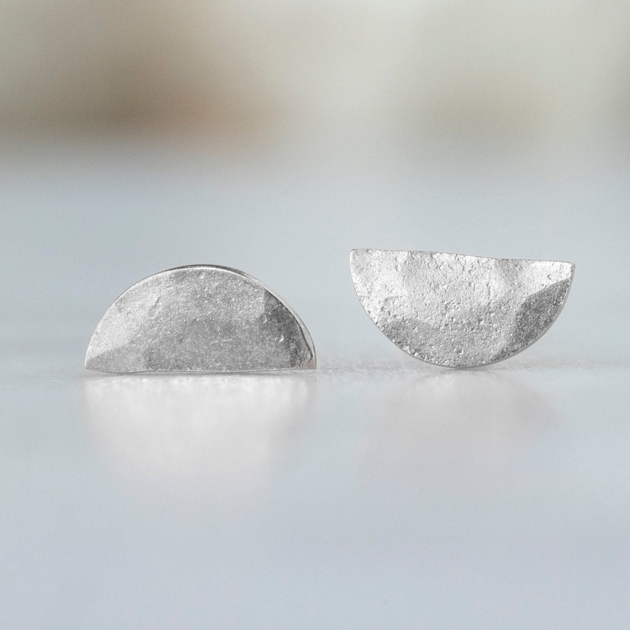 Alexis Russell Earrings The Gold Half Moon Stud Earrings | White Gold
