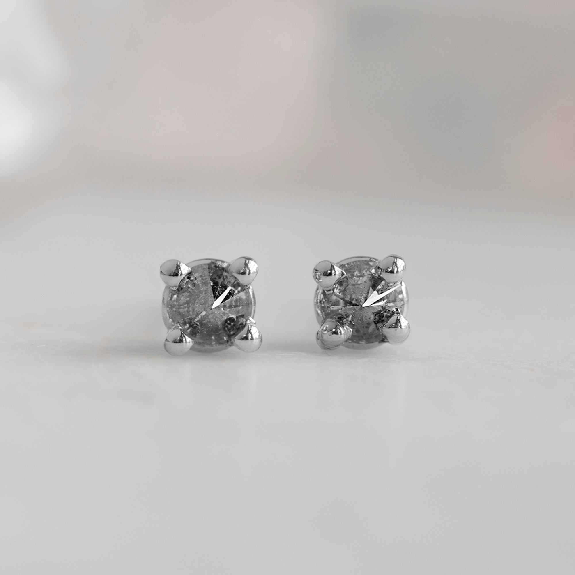 Alexis Russell Earrings The Inverted Salt and Pepper Diamond Stud Earrings | White Gold