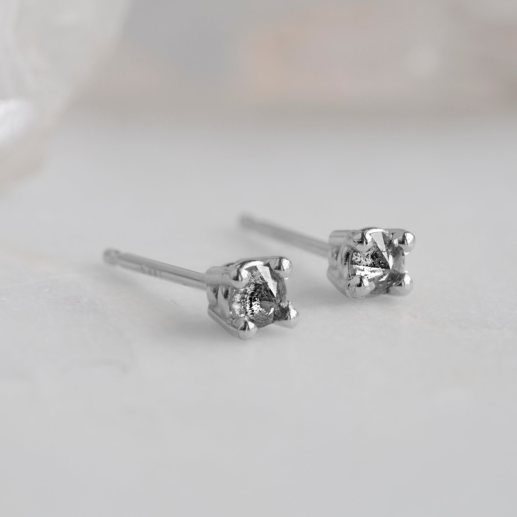 Alexis Russell Earrings The Inverted Salt and Pepper Diamond Stud Earrings | White Gold