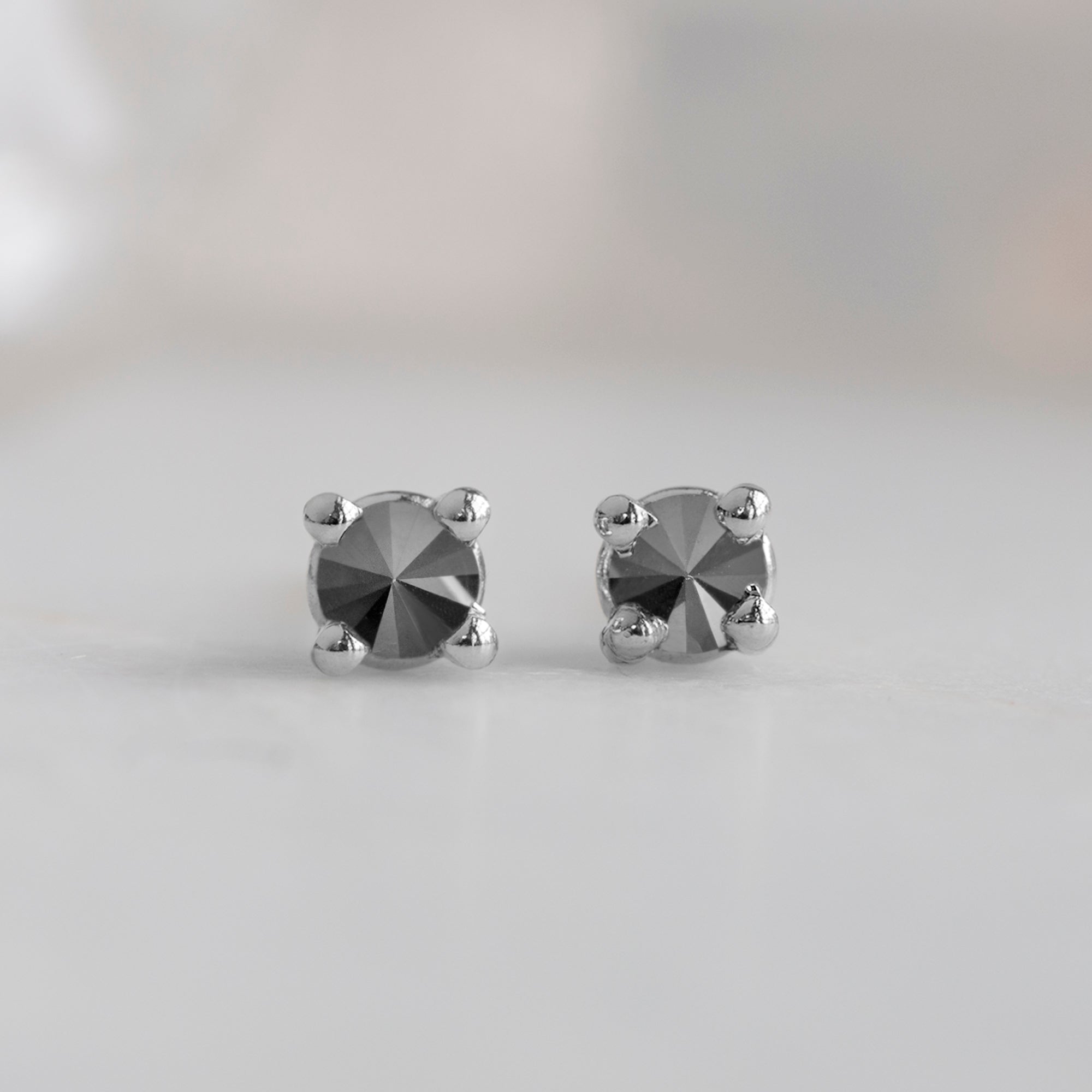 Alexis Russell Earrings The Inverted Black Diamond Stud Earrings | White Gold