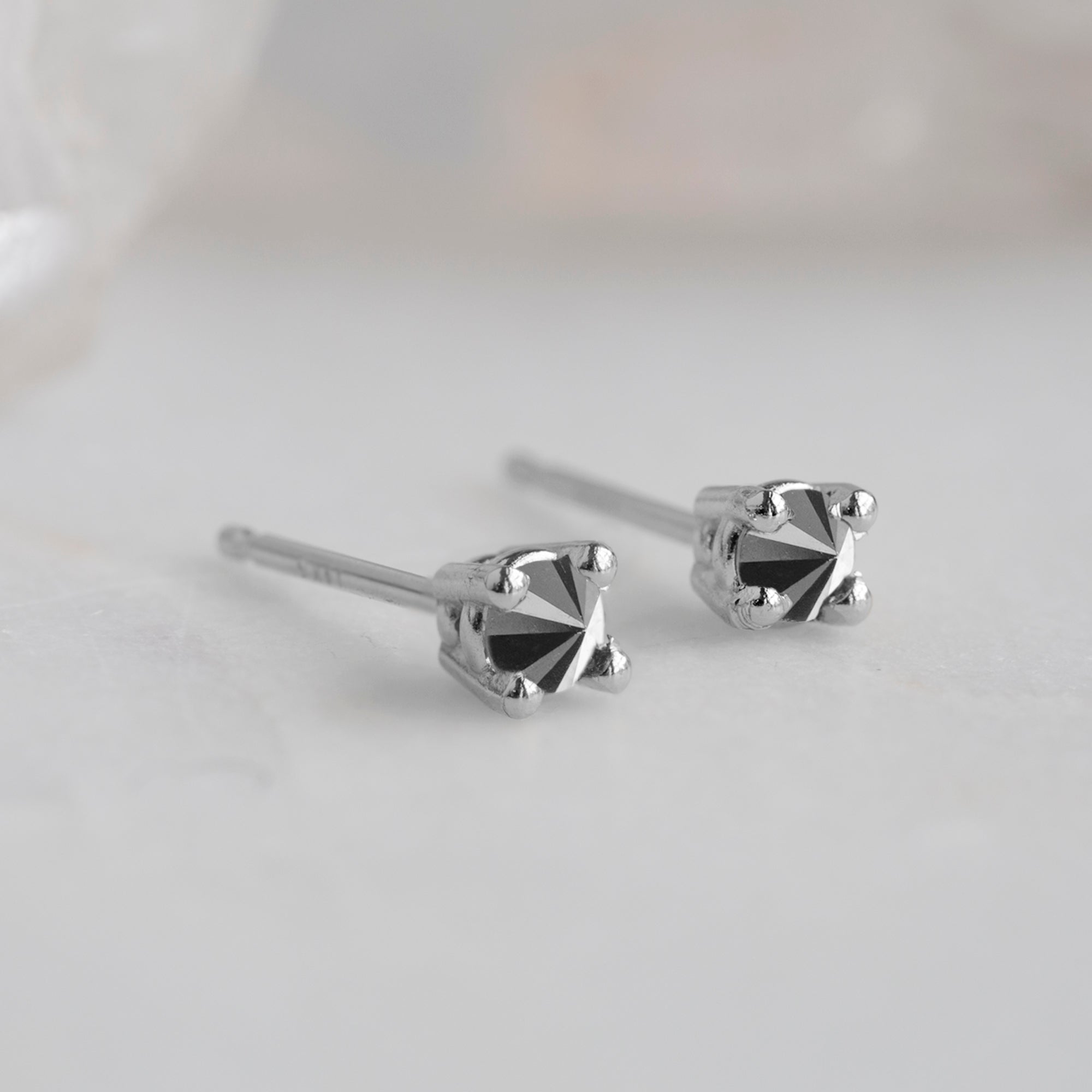 Alexis Russell Earrings The Inverted Black Diamond Stud Earrings | White Gold