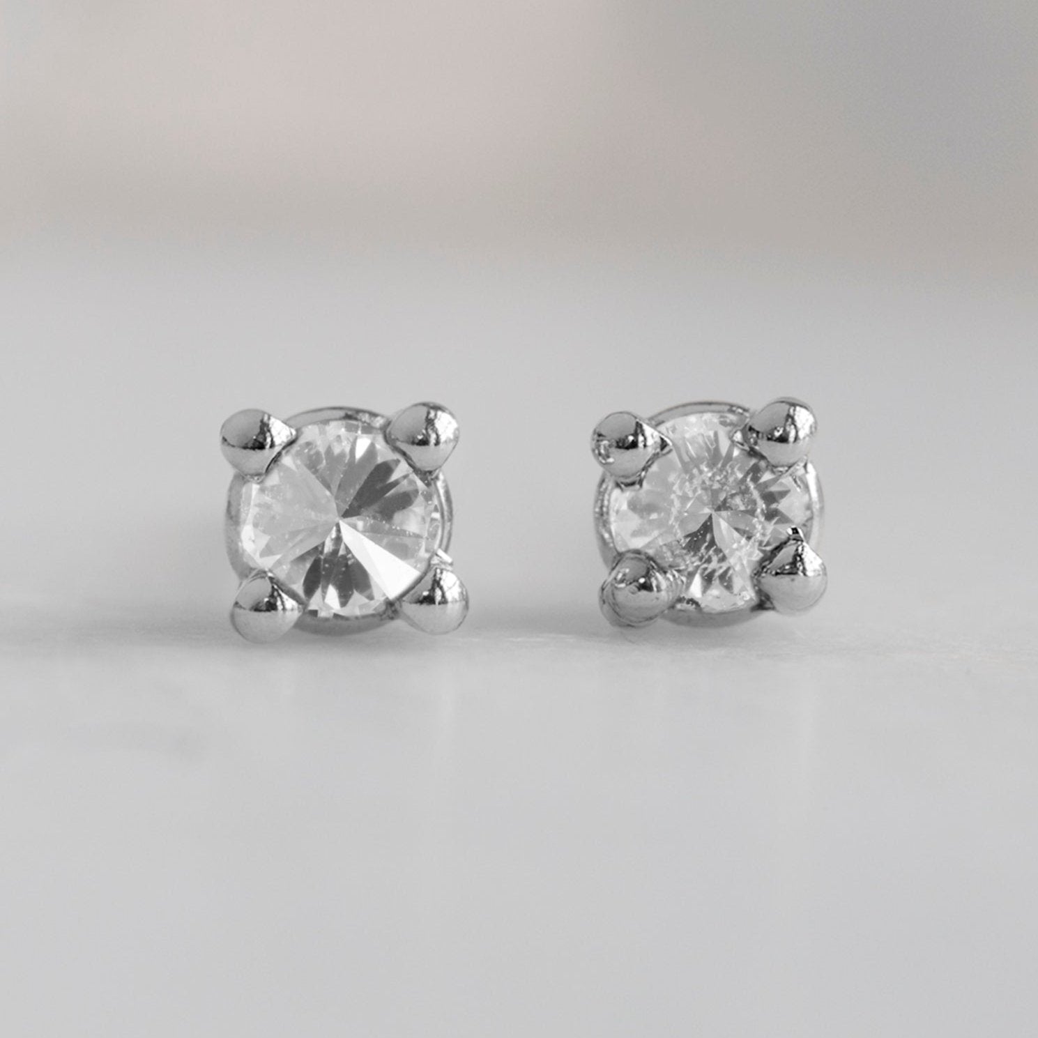 Alexis Russell Earrings The Inverted White Diamond Stud Earrings | White Gold