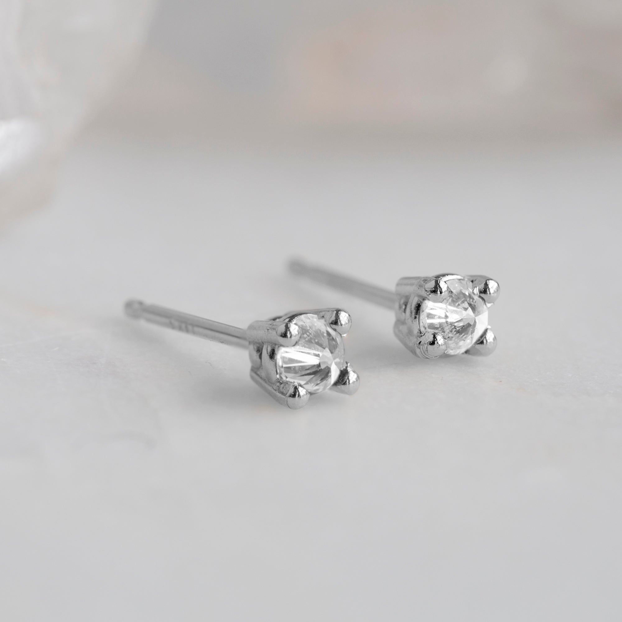 Alexis Russell Earrings The Inverted White Diamond Stud Earrings | White Gold
