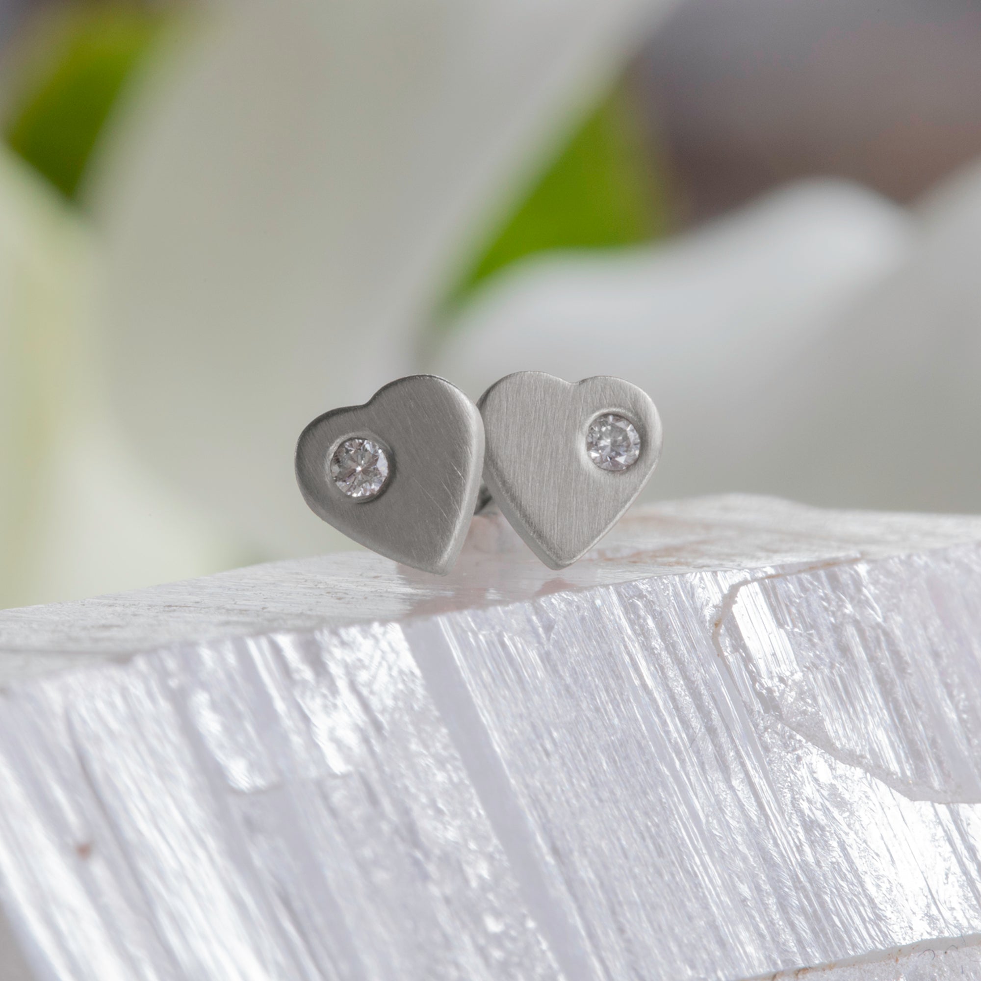 Alexis Russell Earrings The Sweetheart White Diamond Stud Earrings | Yellow, Rose, White or Sterling Silver