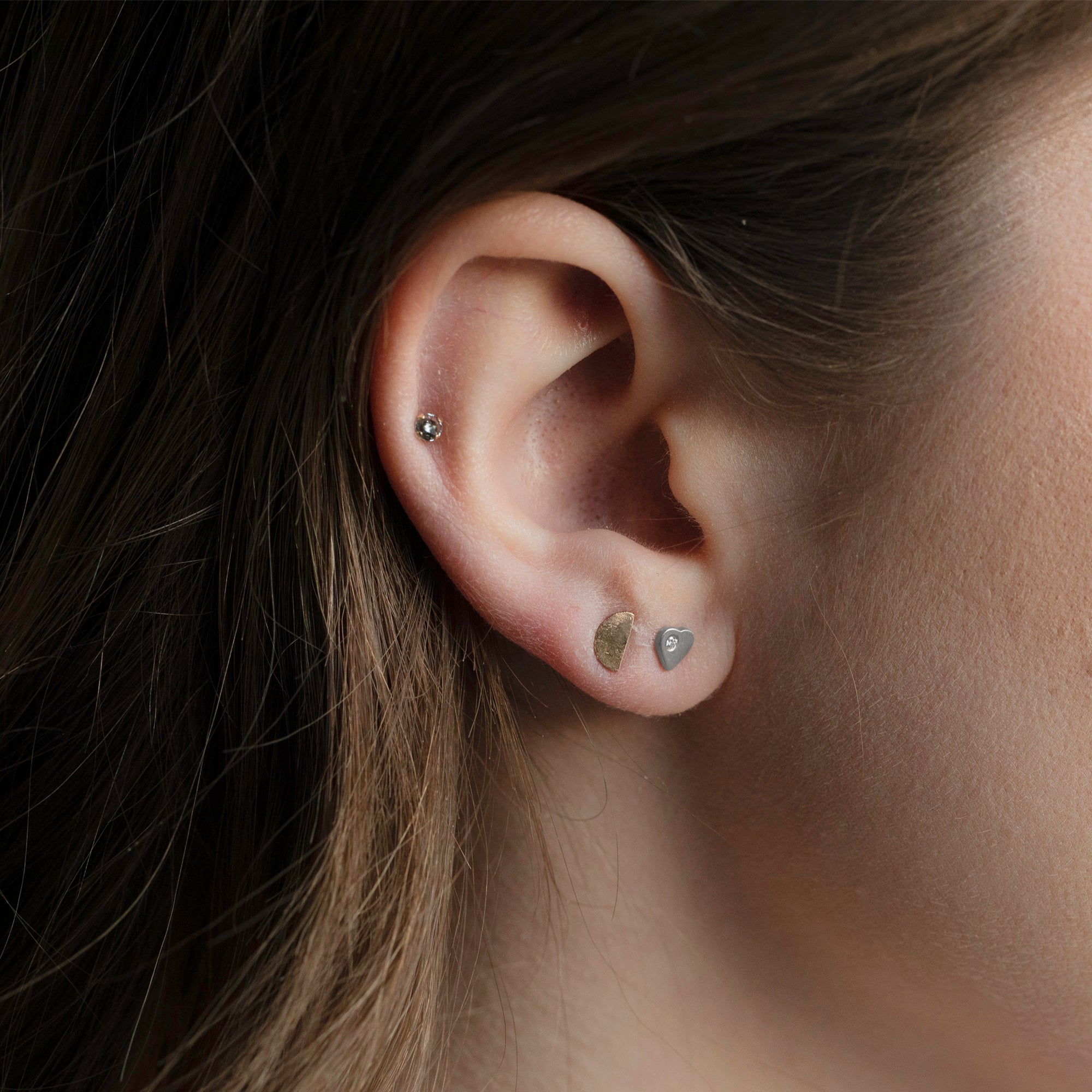 Alexis Russell Earrings The Sweetheart White Diamond Stud Earrings | Yellow, Rose, White or Sterling Silver