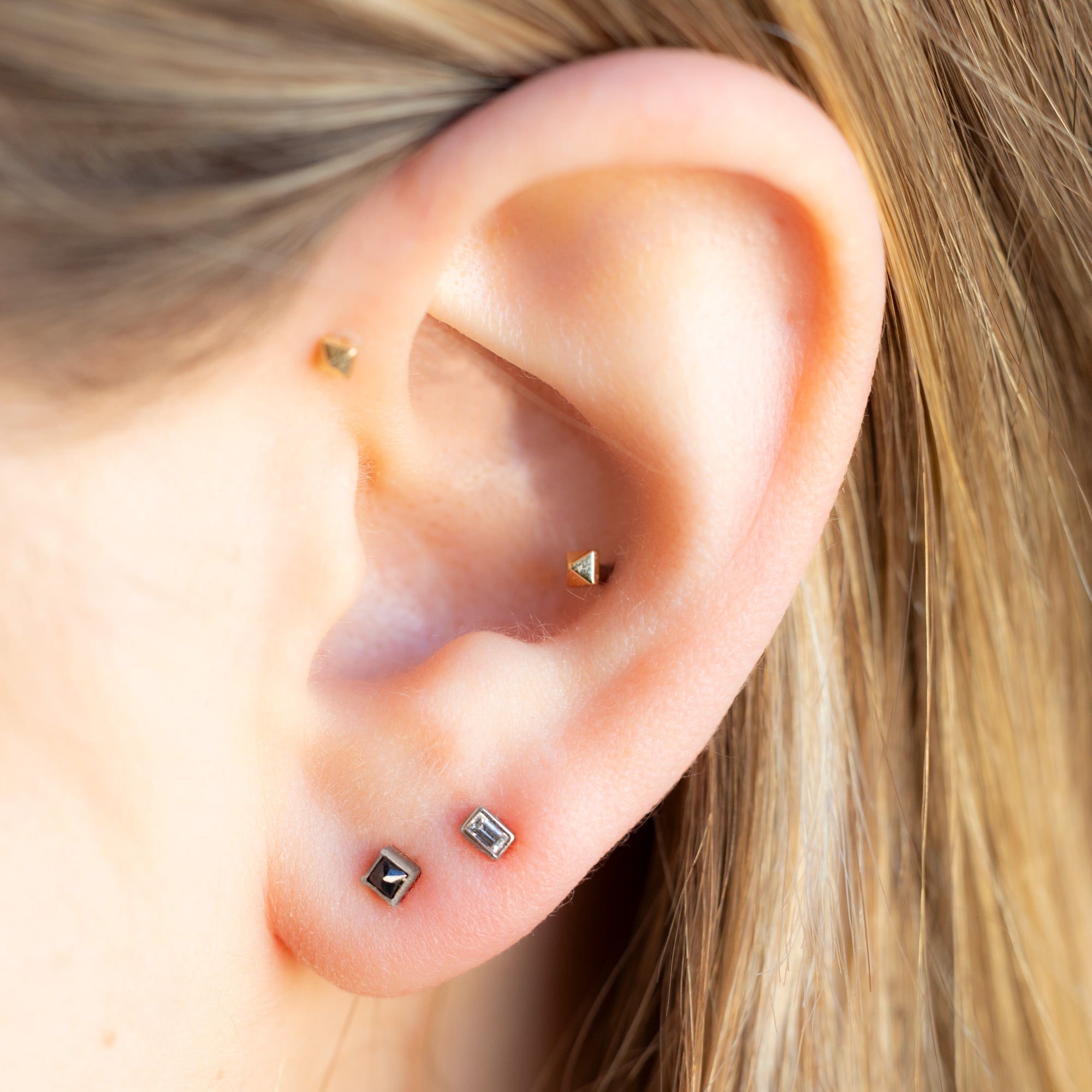 Alexis Russell Earrings The Teensy Black Diamond Spike Stud Earrings | Yellow, Rose or White Gold