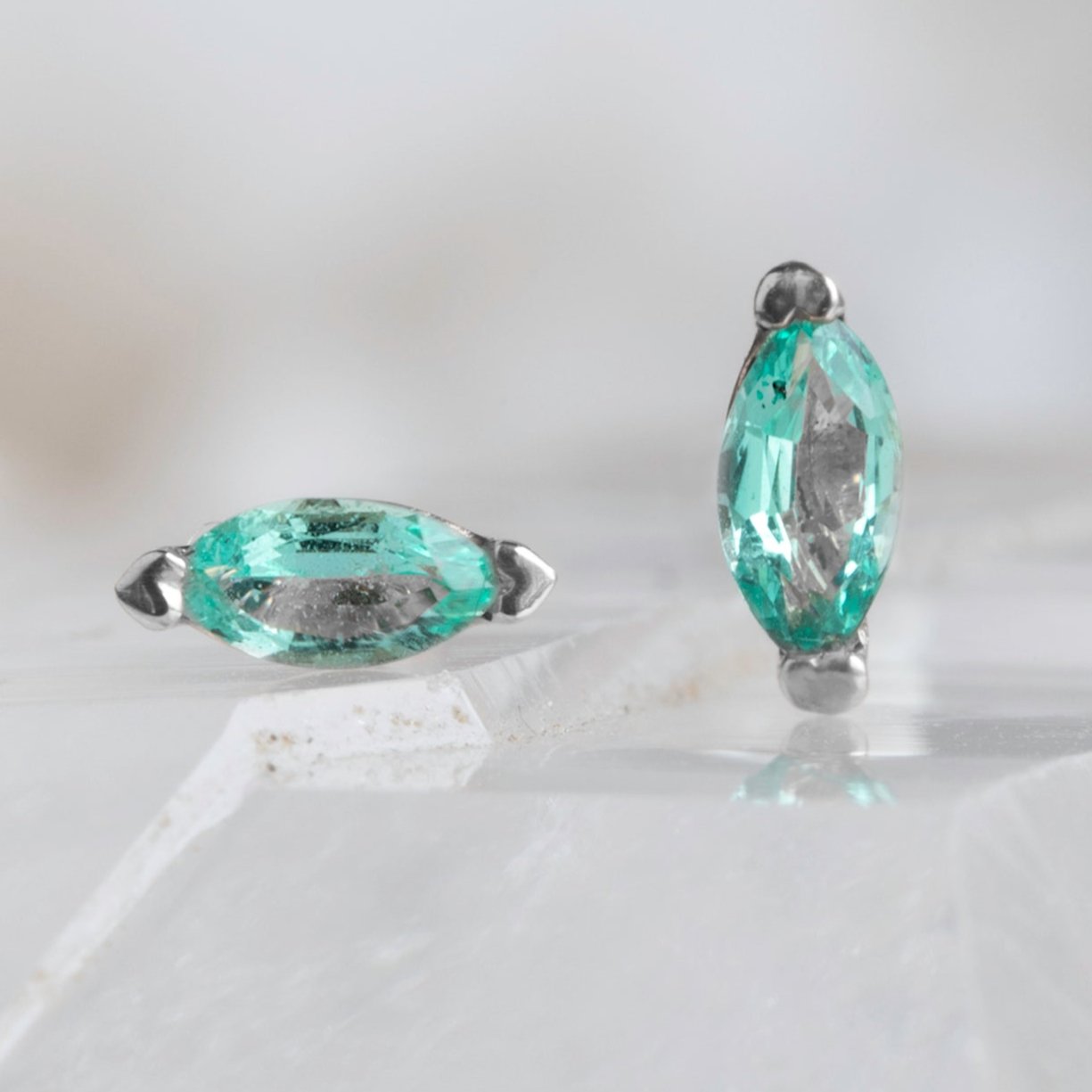 Alexis Russell Earrings The Teensy Emerald Stud Earrings | White Gold