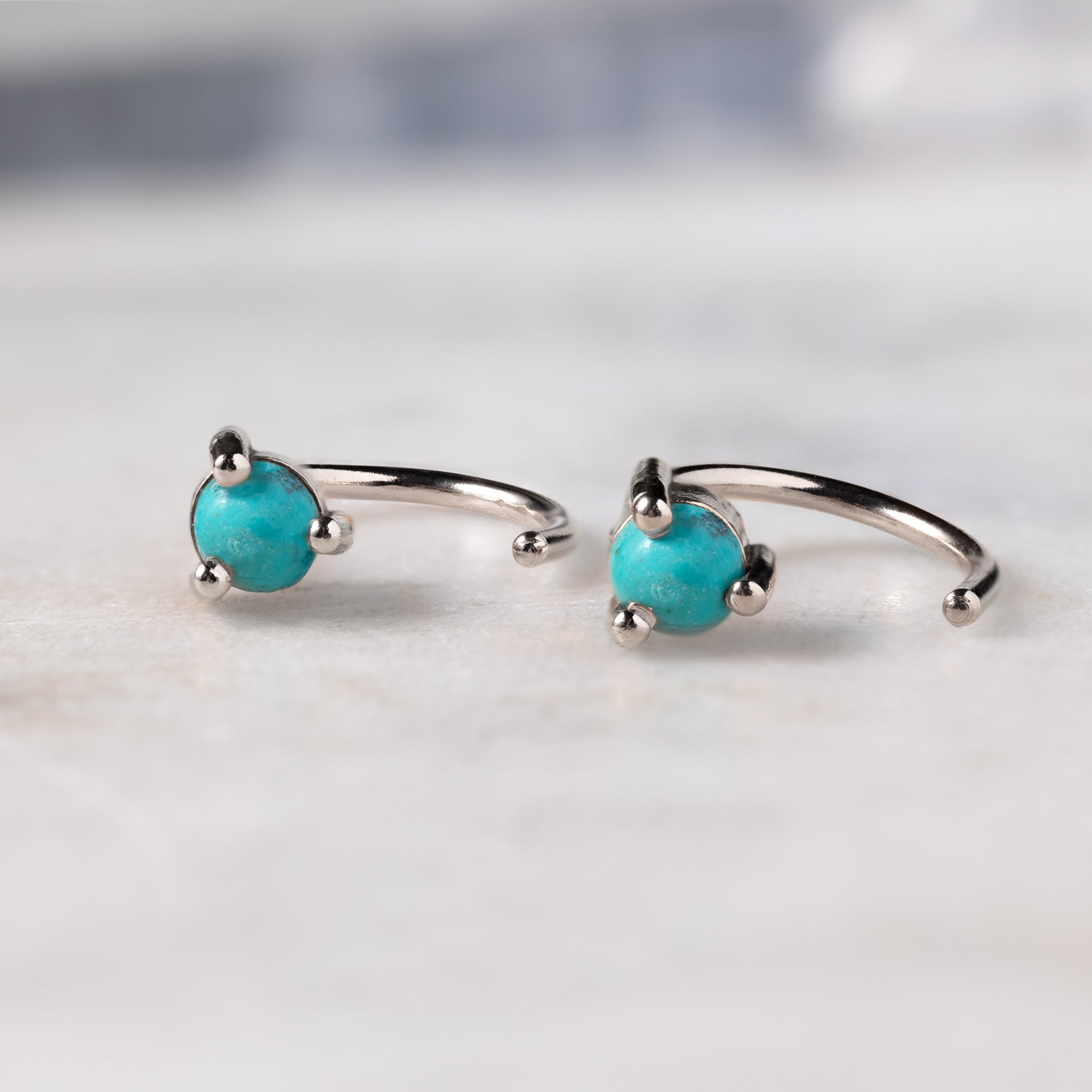 Alexis Russell Earrings The Turquoise Huggie Earrings | White Gold