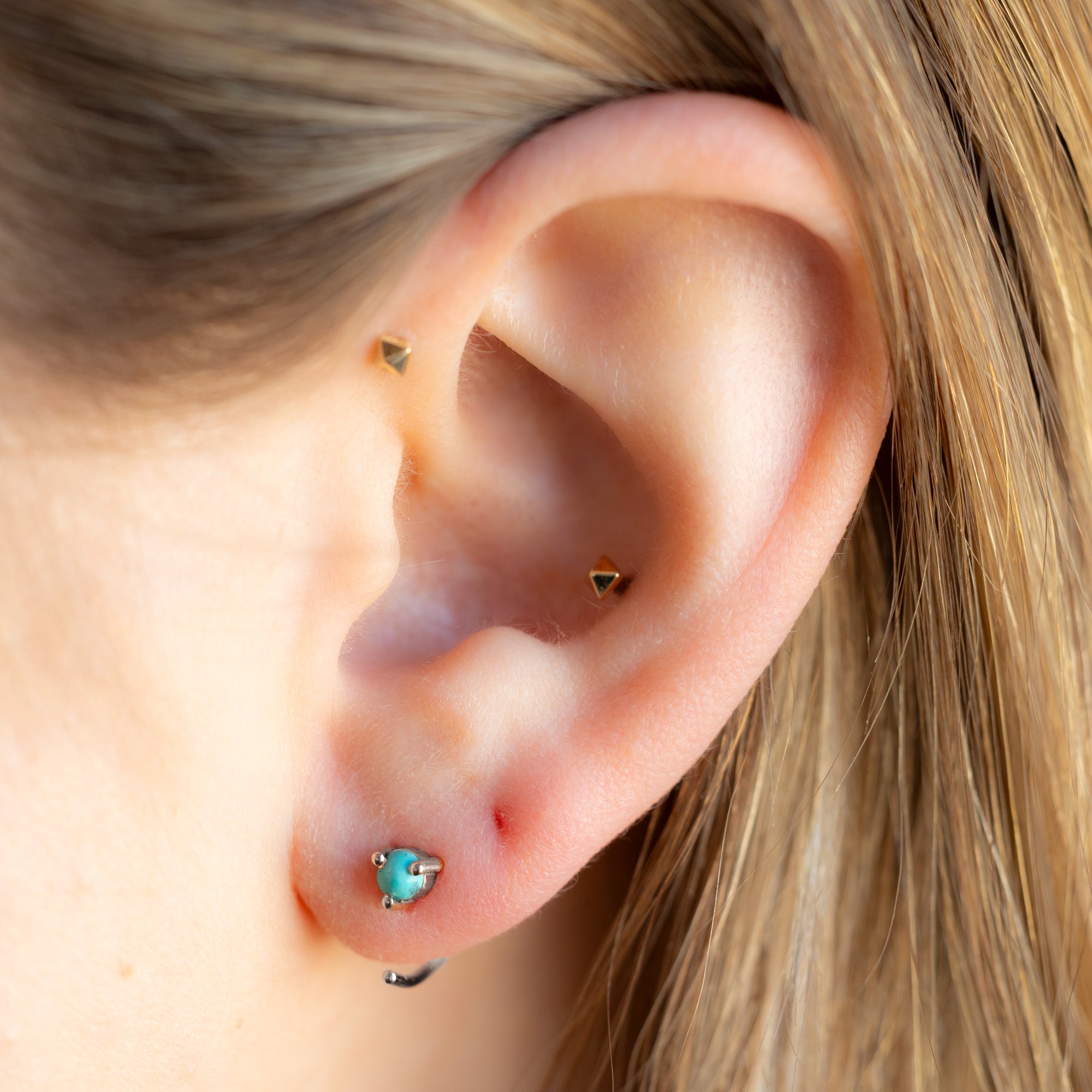 Alexis Russell Earrings The Turquoise Huggie Earrings | White Gold